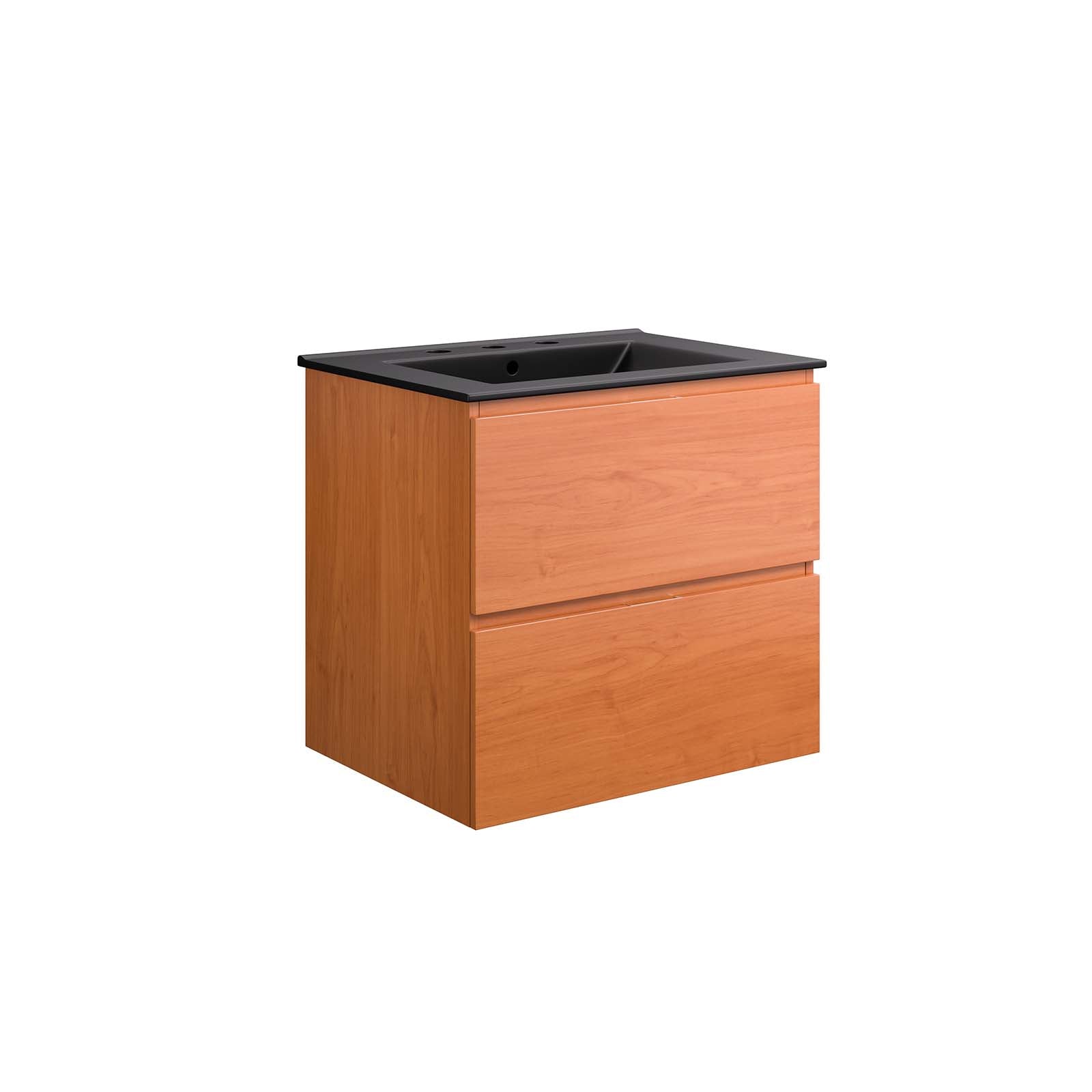 Modway Bathroom Vanity - Scenic 24" Wall-Mount Bathroom Vanity Cherry Black