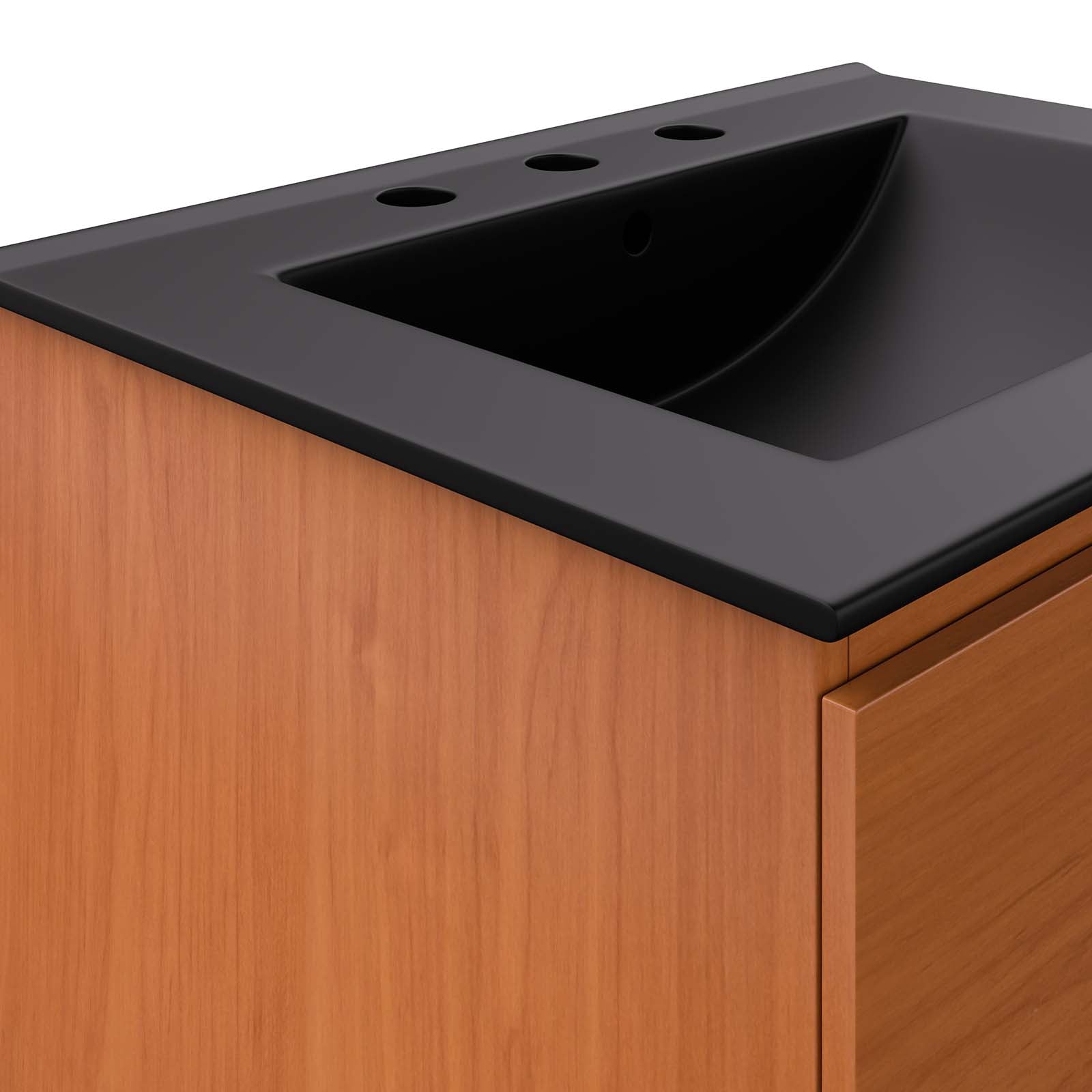 Modway Bathroom Vanity - Scenic 24" Wall-Mount Bathroom Vanity Cherry Black