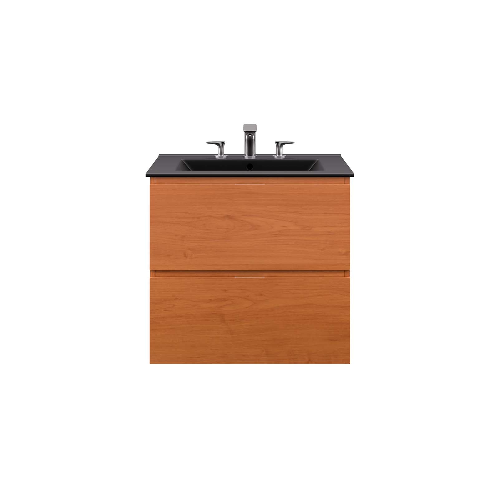 Modway Bathroom Vanity - Scenic 24" Wall-Mount Bathroom Vanity Cherry Black