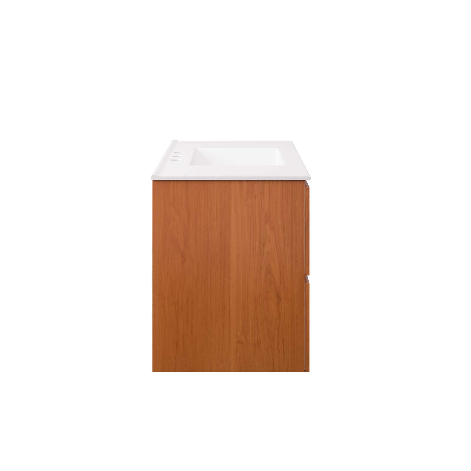 Modway Bathroom Vanity - Scenic 36" Wall-Mount Bathroom Vanity Cherry | White