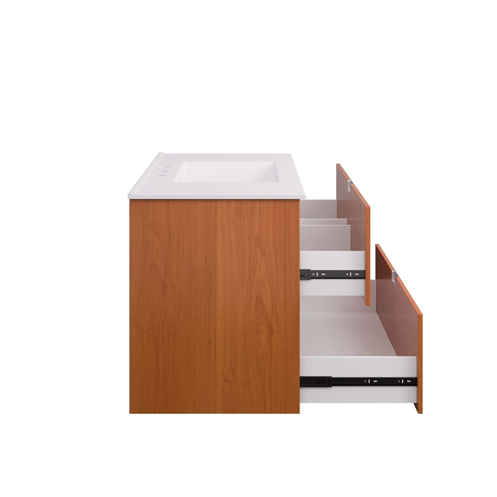 Modway Bathroom Vanity - Scenic 36" Wall-Mount Bathroom Vanity Cherry | White