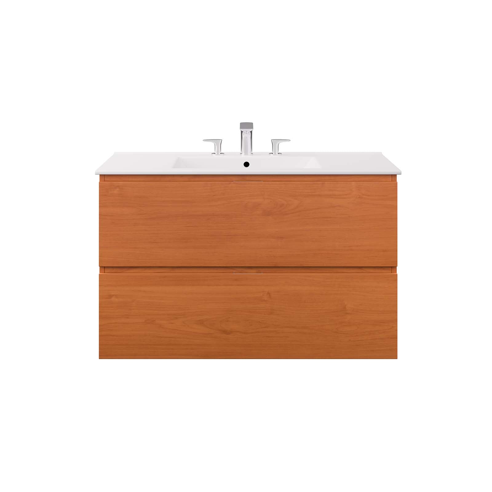 Modway Bathroom Vanity - Scenic 36" Wall-Mount Bathroom Vanity Cherry | White