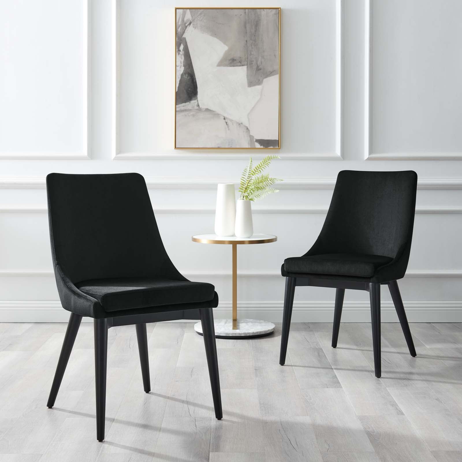 Modway Dining Chairs - Viscount Accent Performance Velvet Dining Chairs Set Of 2 Black