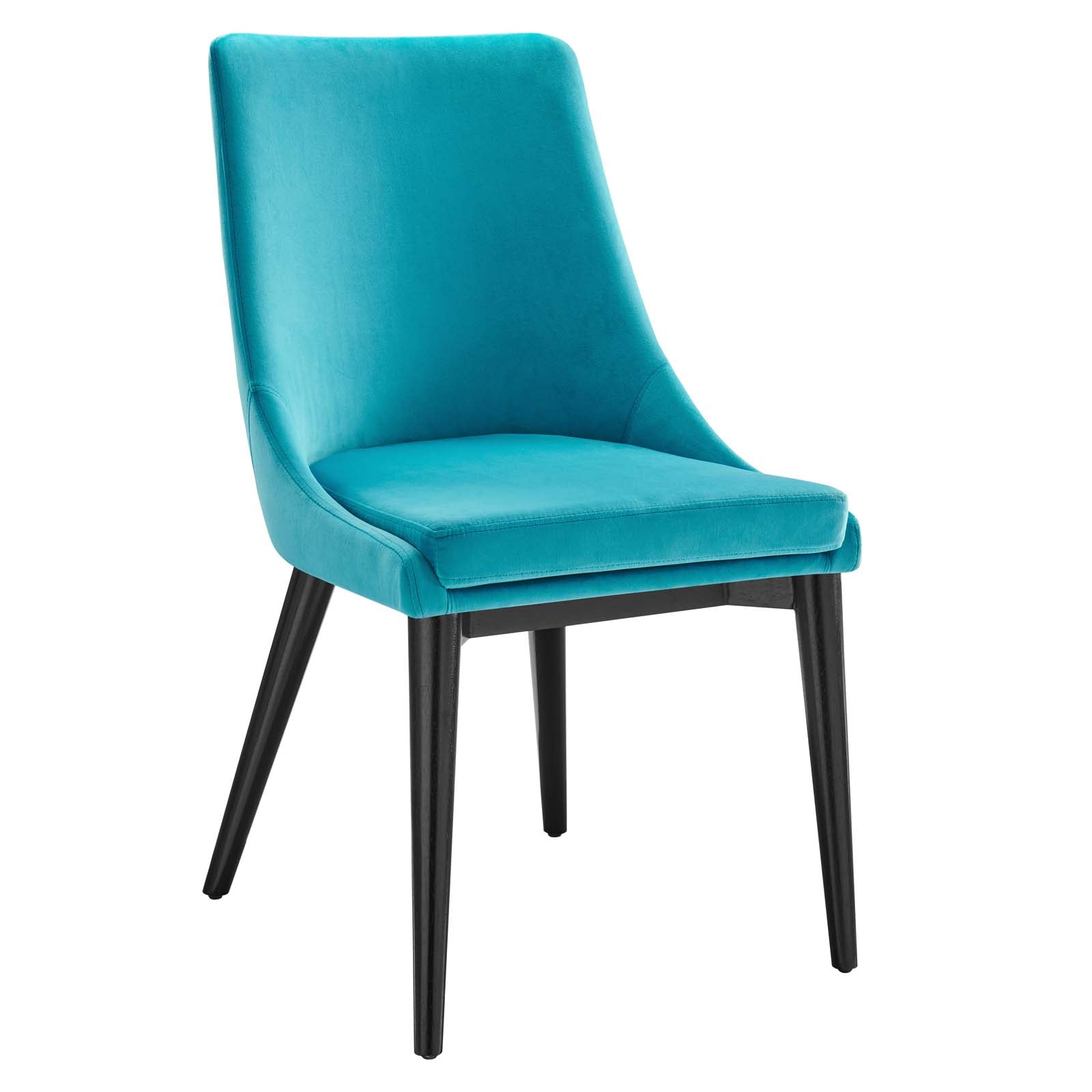 Modway Dining Chairs - Viscount Accent Performance Velvet Dining Chairs Set Of 2 Blue