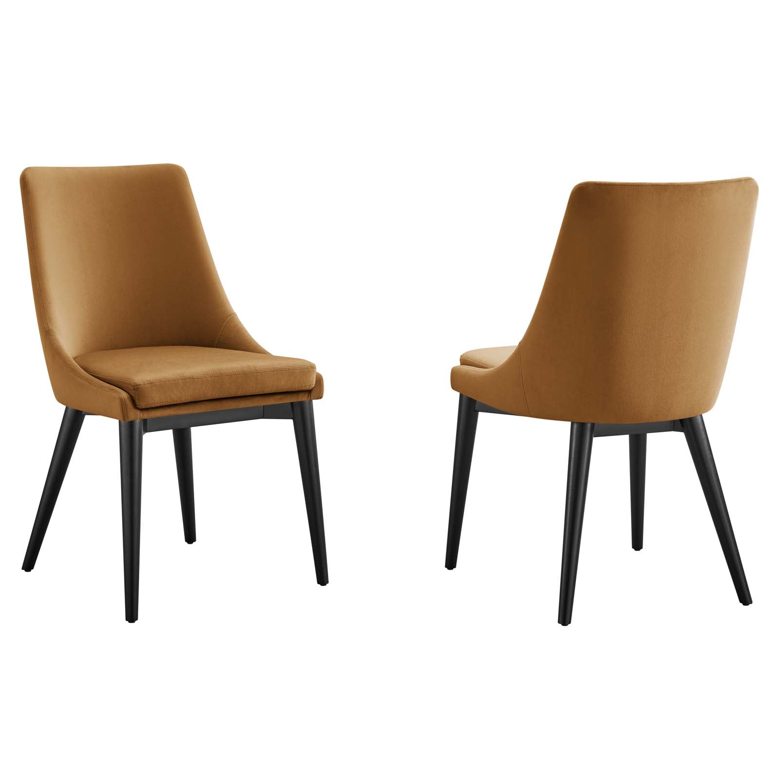 Modway Dining Chairs - Viscount Accent Performance Velvet Dining Chairs Set Of 2 Cognac