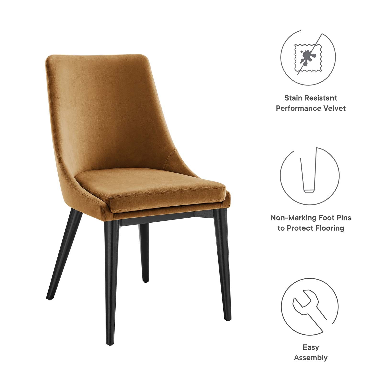 Modway Dining Chairs - Viscount Accent Performance Velvet Dining Chairs Set Of 2 Cognac