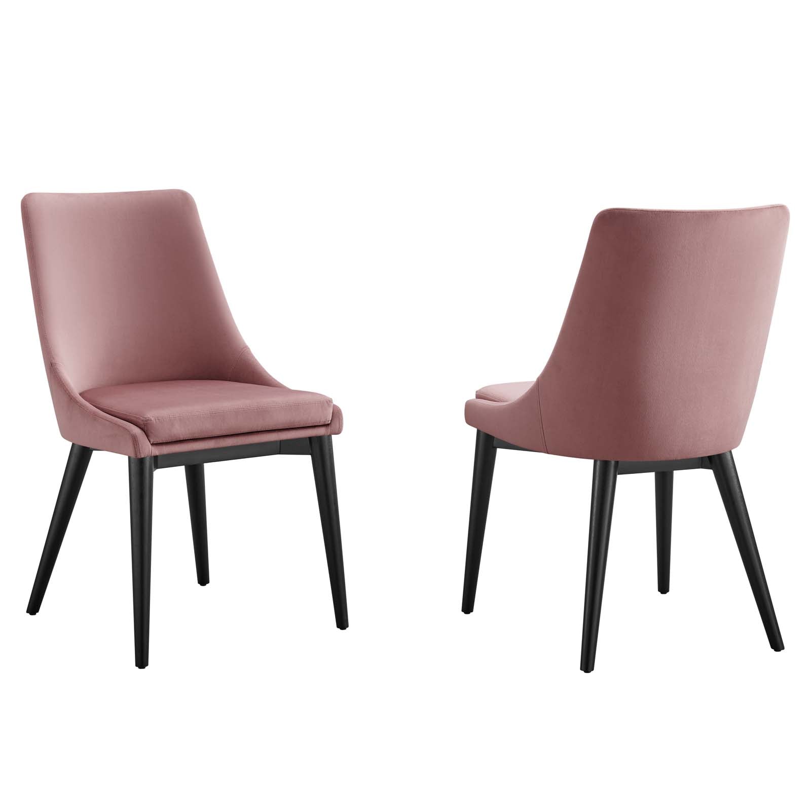 Modway Dining Chairs - Viscount Accent Performance Velvet Dining Chairs Set Of 2 Dusty Rose