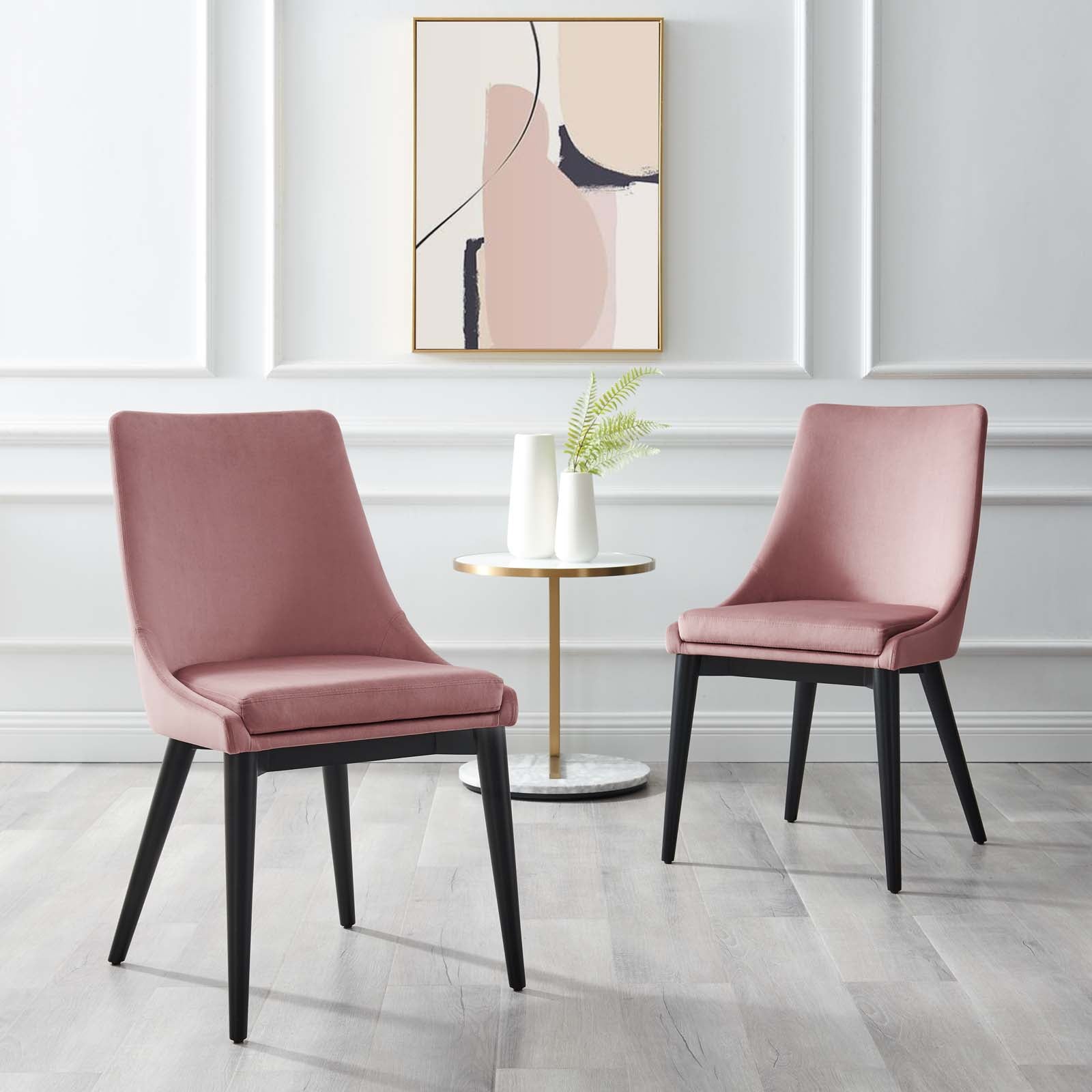 Modway Dining Chairs - Viscount Accent Performance Velvet Dining Chairs Set Of 2 Dusty Rose