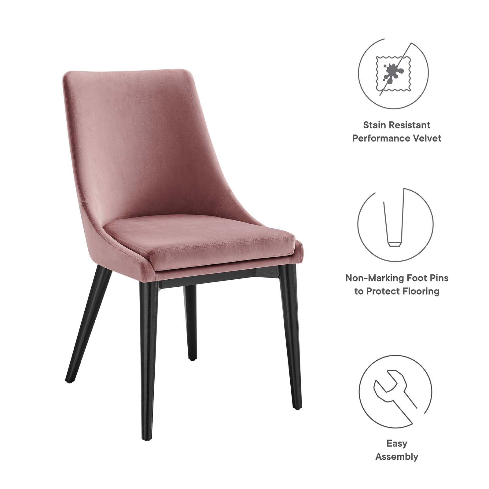 Modway Dining Chairs - Viscount Accent Performance Velvet Dining Chairs Set Of 2 Dusty Rose