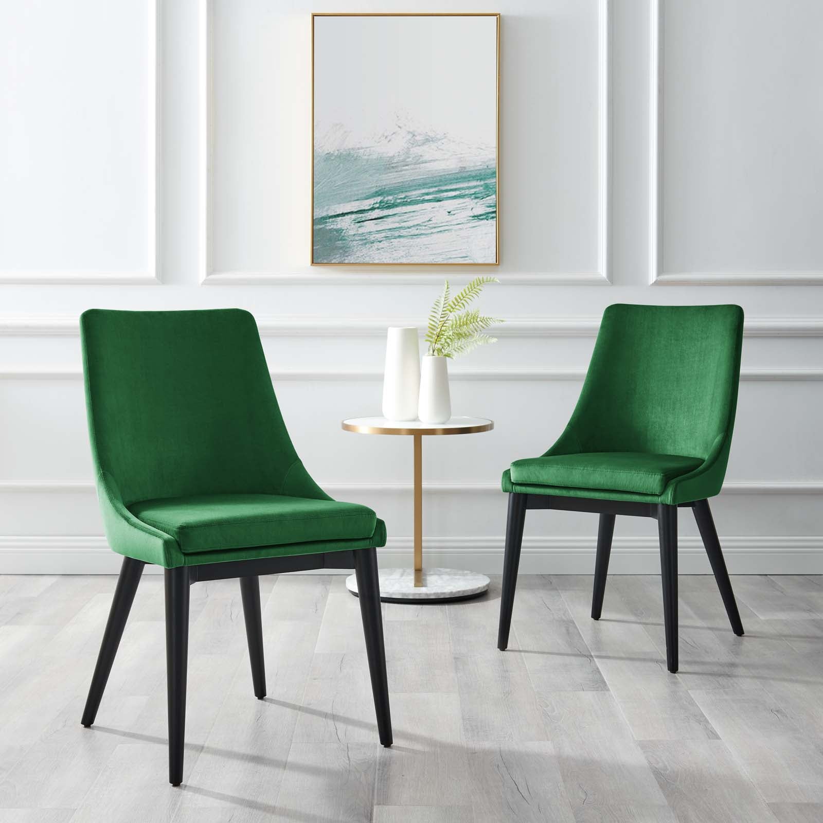 Modway Dining Chairs - Viscount Accent Performance Velvet Dining Chairs Set Of 2 Emerald