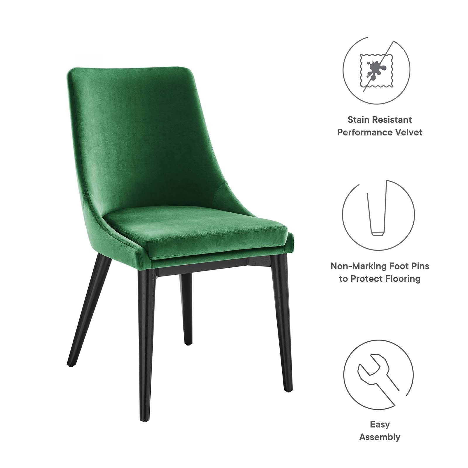 Modway Dining Chairs - Viscount Accent Performance Velvet Dining Chairs Set Of 2 Emerald