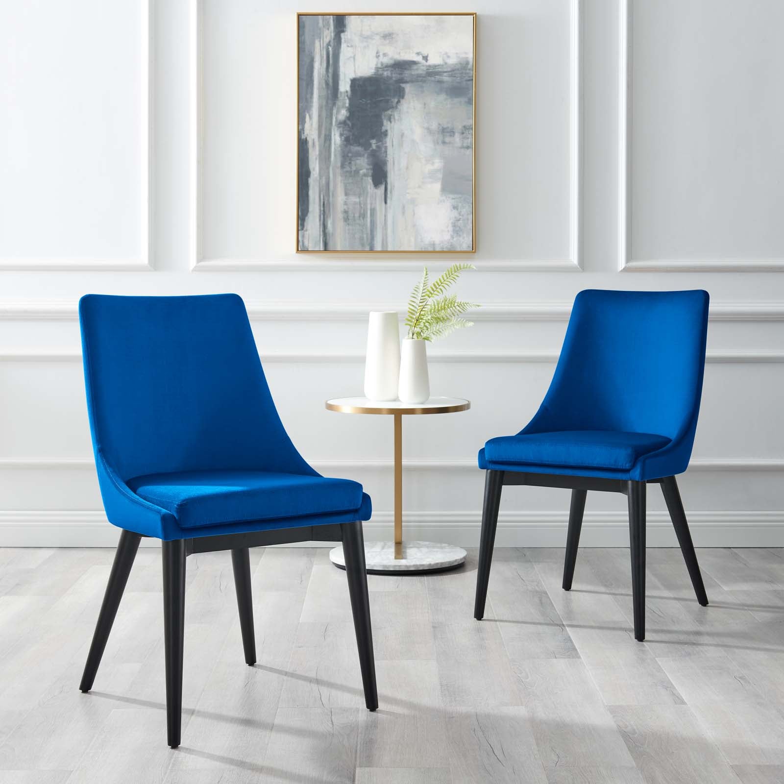 Modway Dining Chairs - Viscount Accent Performance Velvet Dining Chairs Set Of 2 Navy