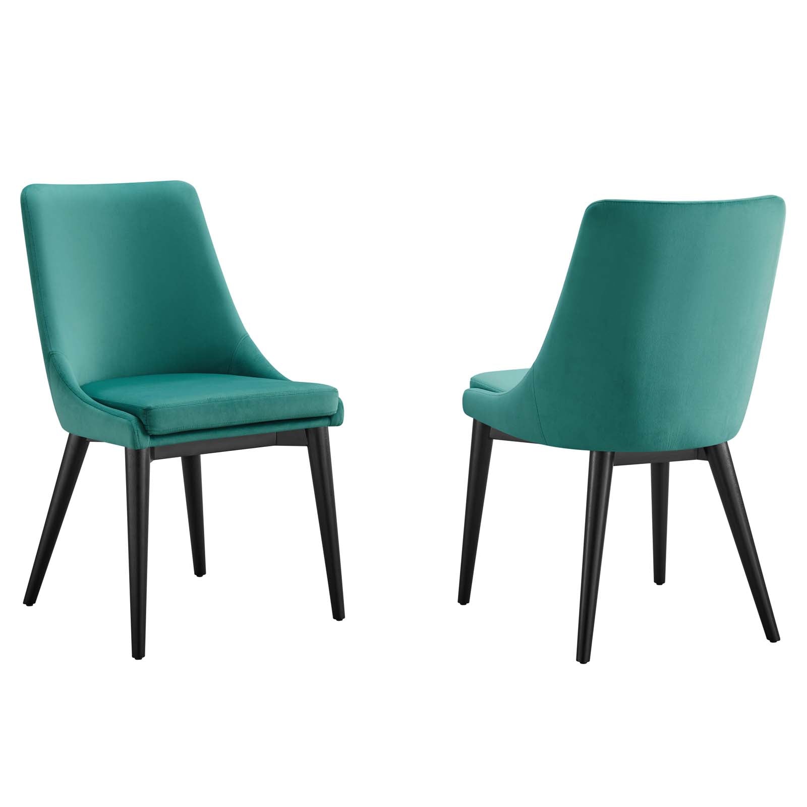 Modway Dining Chairs - Viscount Accent Performance Velvet Dining Chairs Set Of 2 Teal