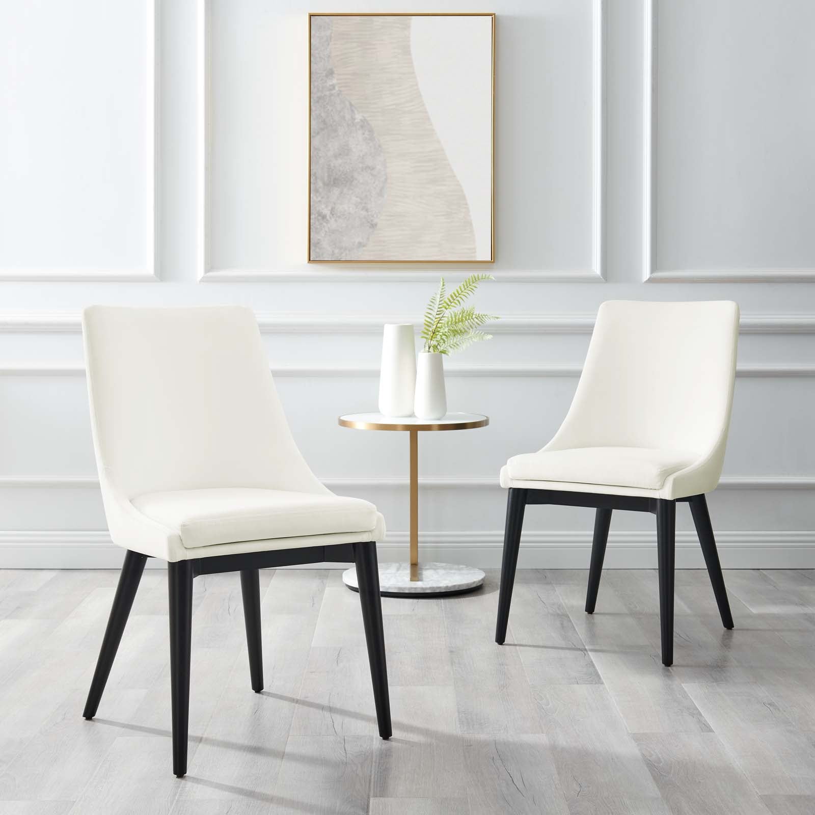 Modway Dining Chairs - Viscount Accent Performance Velvet Dining Chairs Set Of 2 White