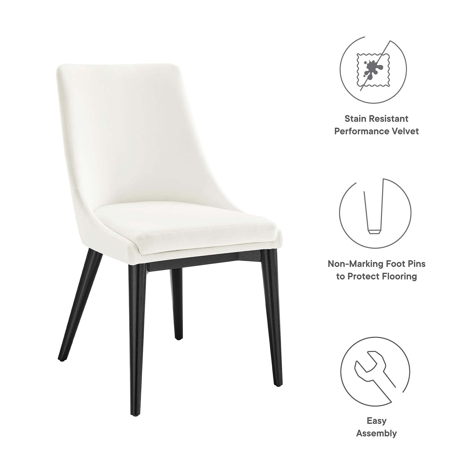 Modway Dining Chairs - Viscount Accent Performance Velvet Dining Chairs Set Of 2 White