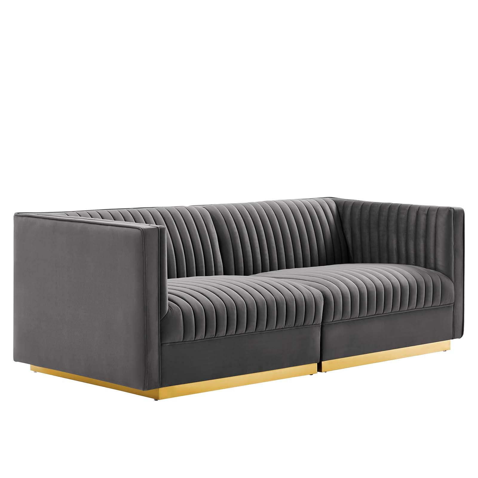 Modway Sectional Sofas - Sanguine Channel Tufted Performance Velvet Modular Sectional Sofa Loveseat Gray