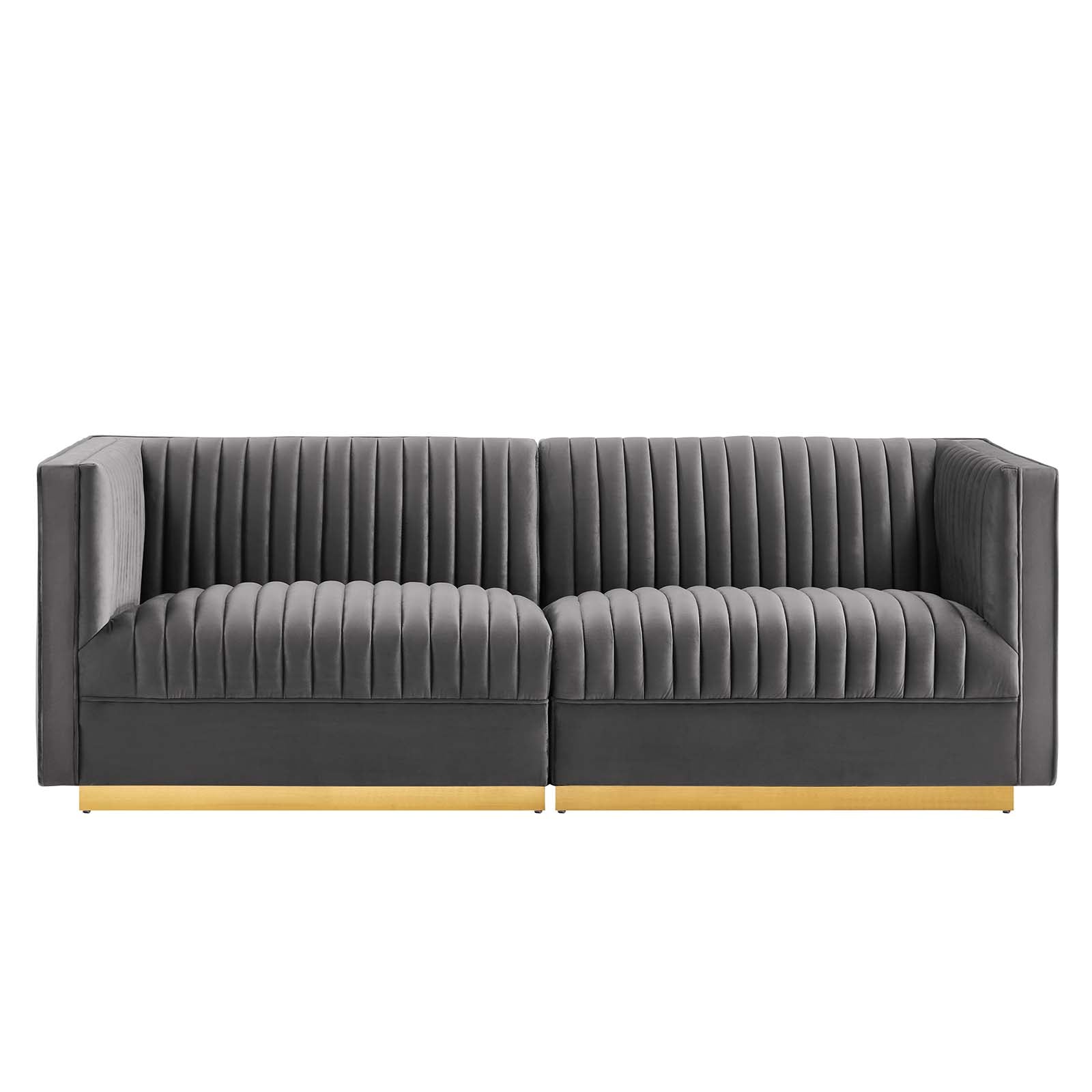 Modway Sectional Sofas - Sanguine Channel Tufted Performance Velvet Modular Sectional Sofa Loveseat Gray