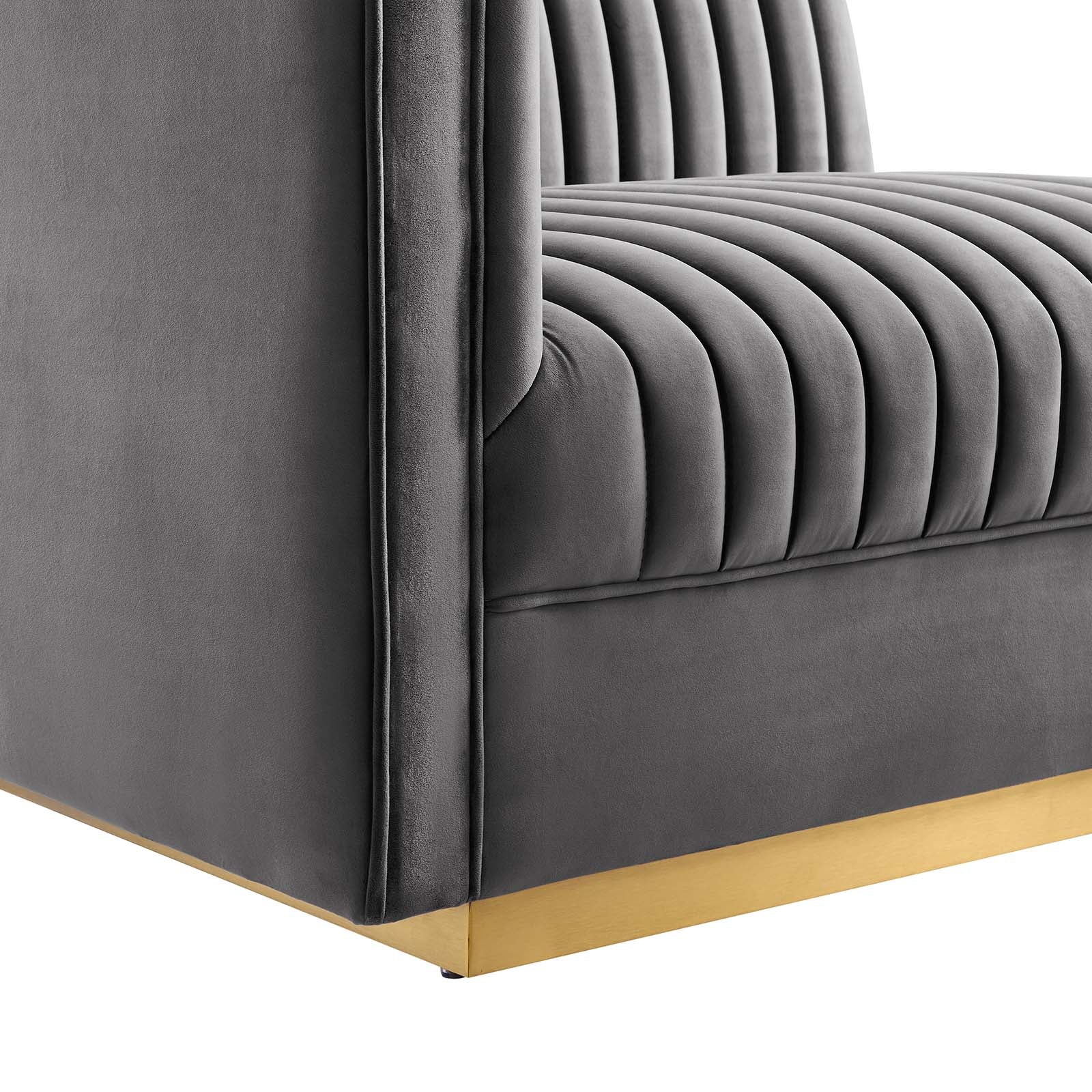 Modway Sectional Sofas - Sanguine Channel Tufted Performance Velvet Modular Sectional Sofa Loveseat Gray