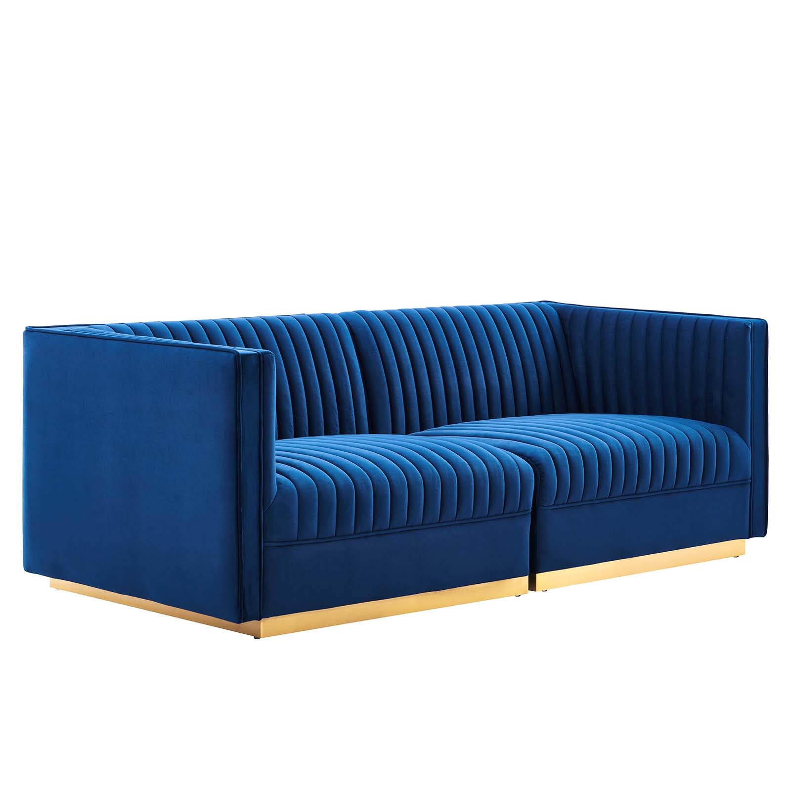 Modway Sectional Sofas - Sanguine Channel Tufted Performance Velvet Modular Sectional Sofa Loveseat Navy