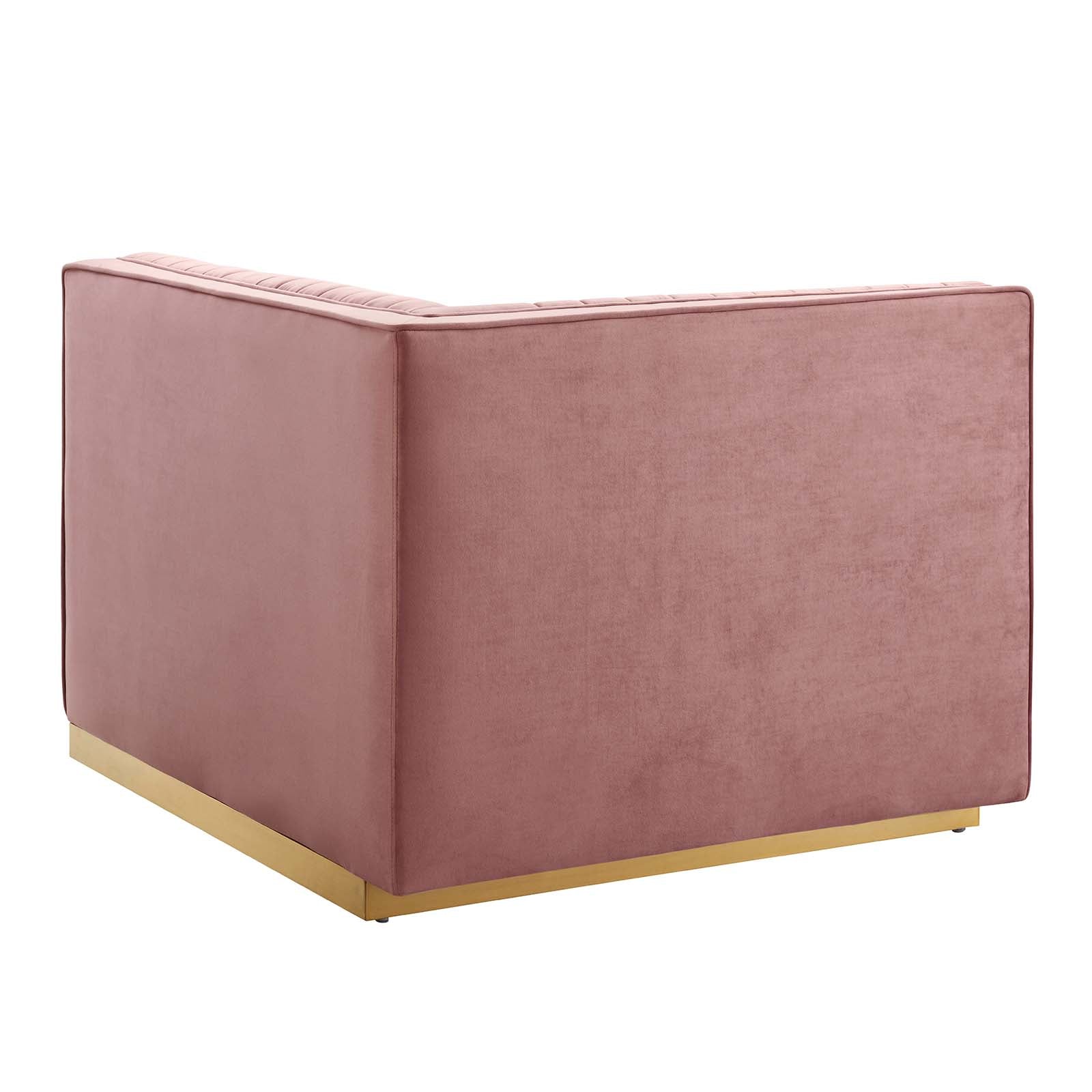 Modway Sectional Sofas - Sanguine Channel Tufted Performance Velvet 3-Seat Modular Sectional Sofa Dusty Rose