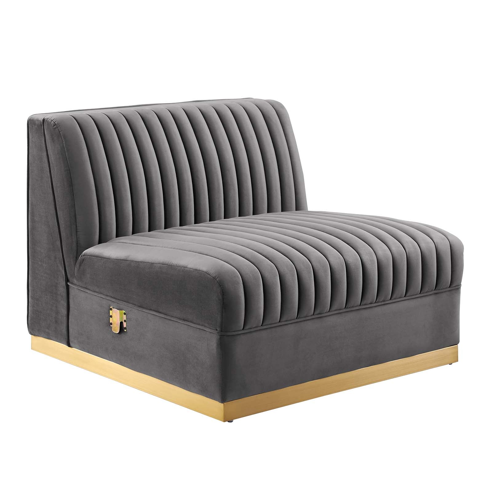 Modway Sectional Sofas - Sanguine Channel Tufted Performance Velvet 3-Seat Modular Sectional Sofa Gray