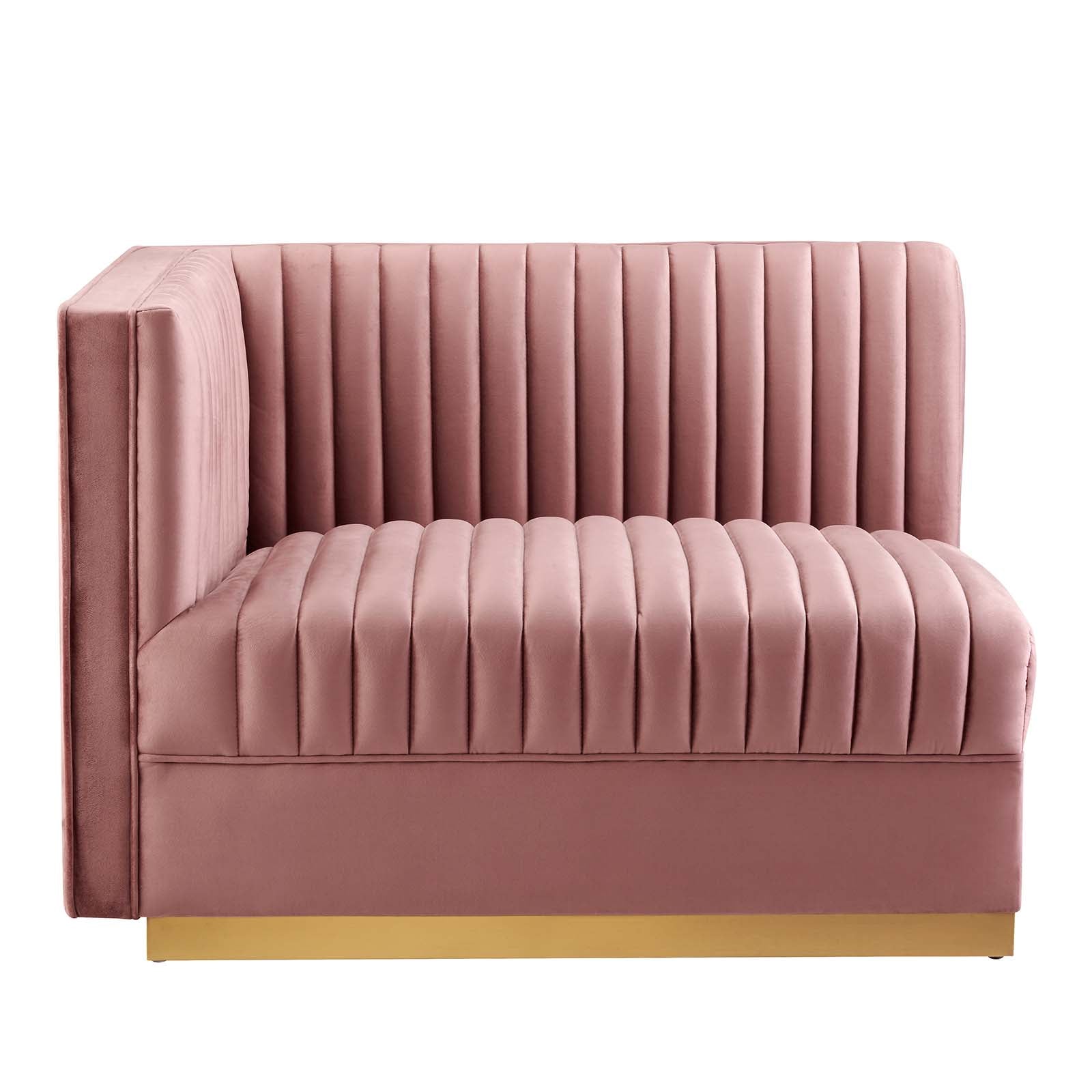 Modway Sectional Sofas - Sanguine Channel Tufted Performance Velvet 4 Piece Modular Sectional Sofa Dusty Rose