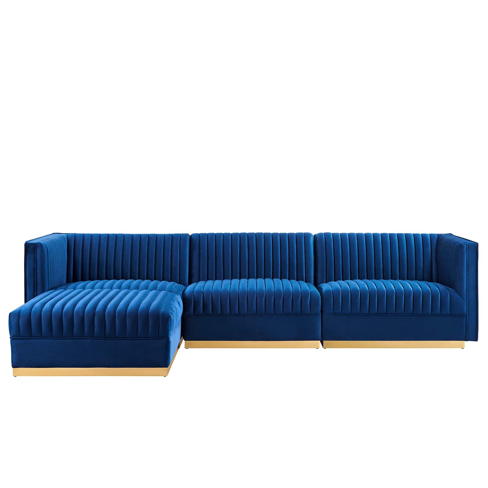 Modway Sectional Sofas - Sanguine Channel Tufted Performance Velvet 4 Piece Modular Sectional Sofa Navy