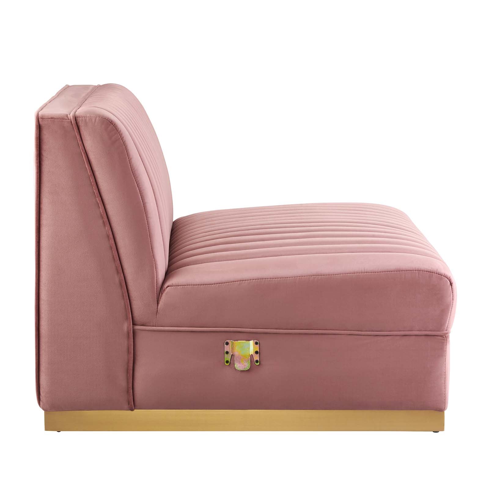 Modway Sectional Sofas - Sanguine Channel Tufted Performance Velvet 4-Seat Modular Sectional Sofa Dusty Rose