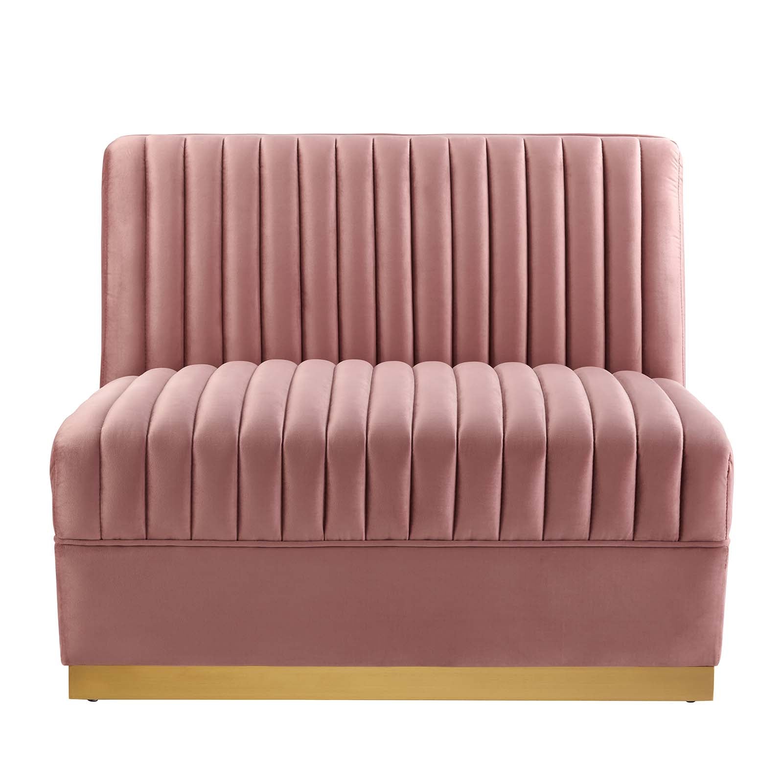 Modway Sectional Sofas - Sanguine Channel Tufted Performance Velvet 4-Seat Modular Sectional Sofa Dusty Rose