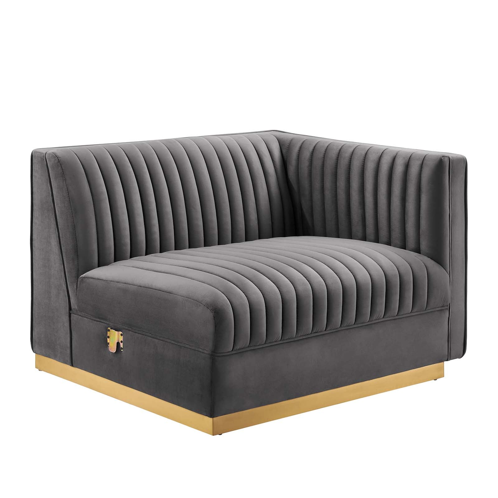 Modway Sectional Sofas - Sanguine Channel Tufted Performance Velvet 4 Piece Right-Facing Modular Sectional Sofa Gray