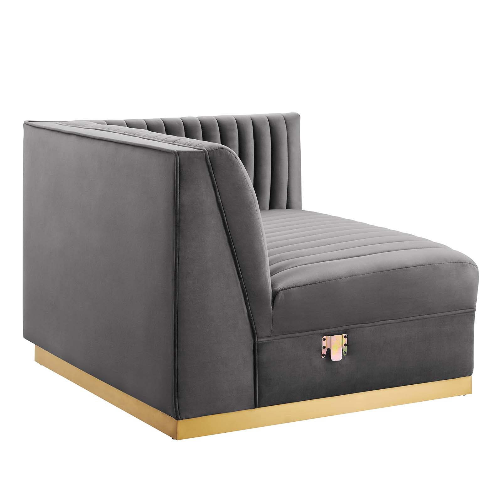 Modway Sectional Sofas - Sanguine Channel Tufted Performance Velvet 4 Piece Right-Facing Modular Sectional Sofa Gray