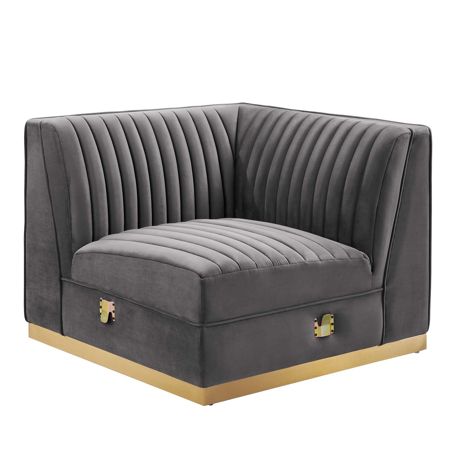 Modway Sectional Sofas - Sanguine Channel Tufted Performance Velvet 4 Piece Right-Facing Modular Sectional Sofa Gray