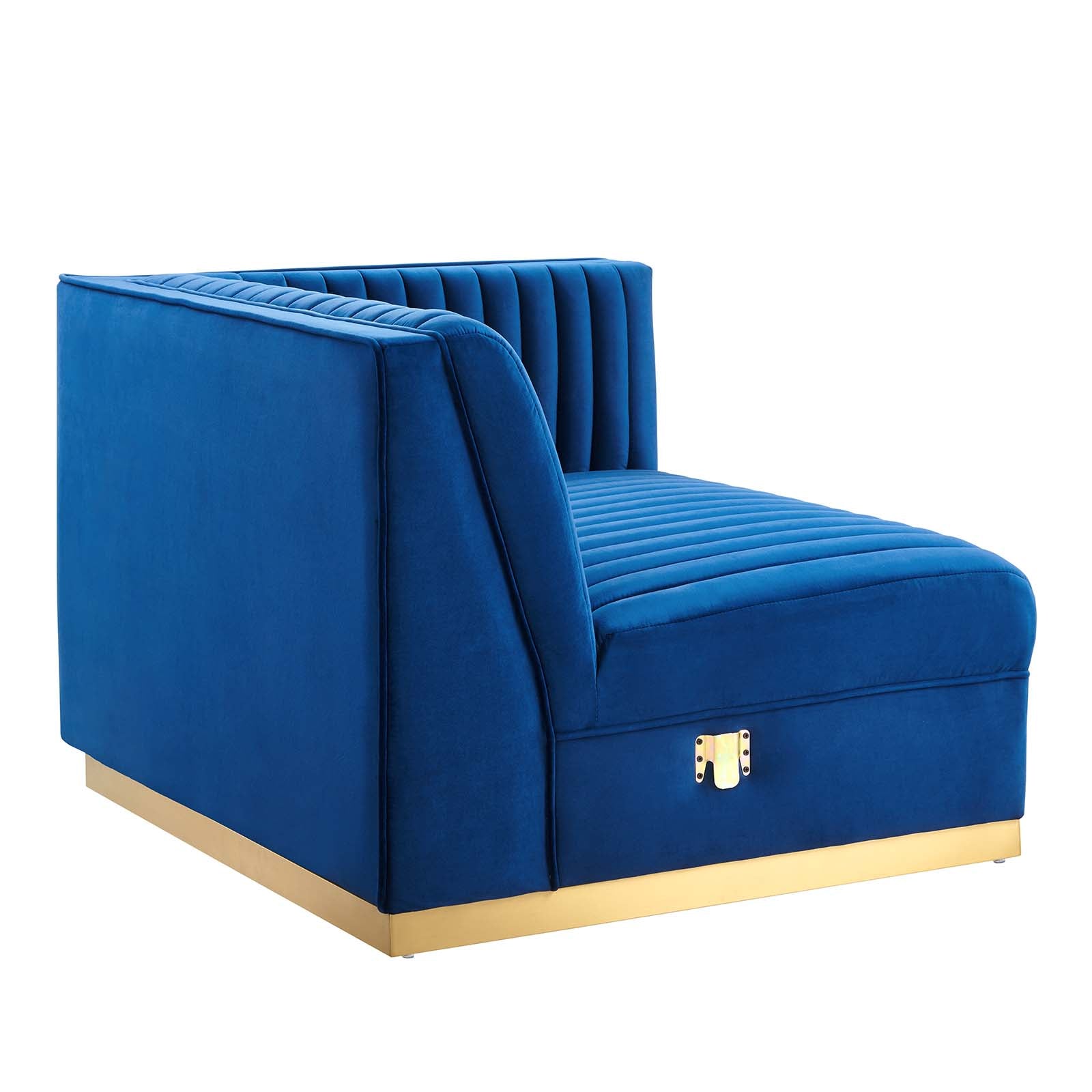 Modway Sectional Sofas - Sanguine Channel Tufted Performance Velvet 4 Piece Right-Facing Modular Sectional Sofa Navy