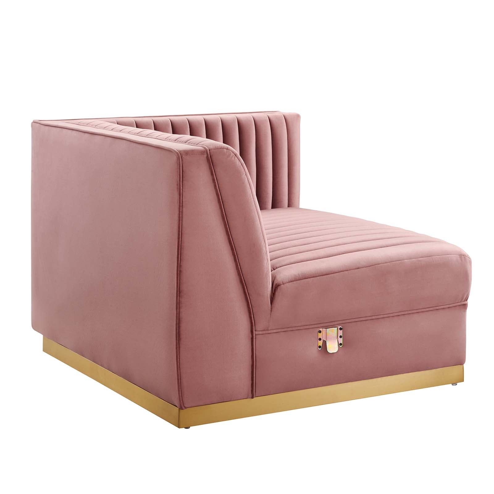 Modway Sectional Sofas - Sanguine Channel Tufted Performance Velvet 4 Piece Left-Facing Modular Sectional Sofa Dusty Rose