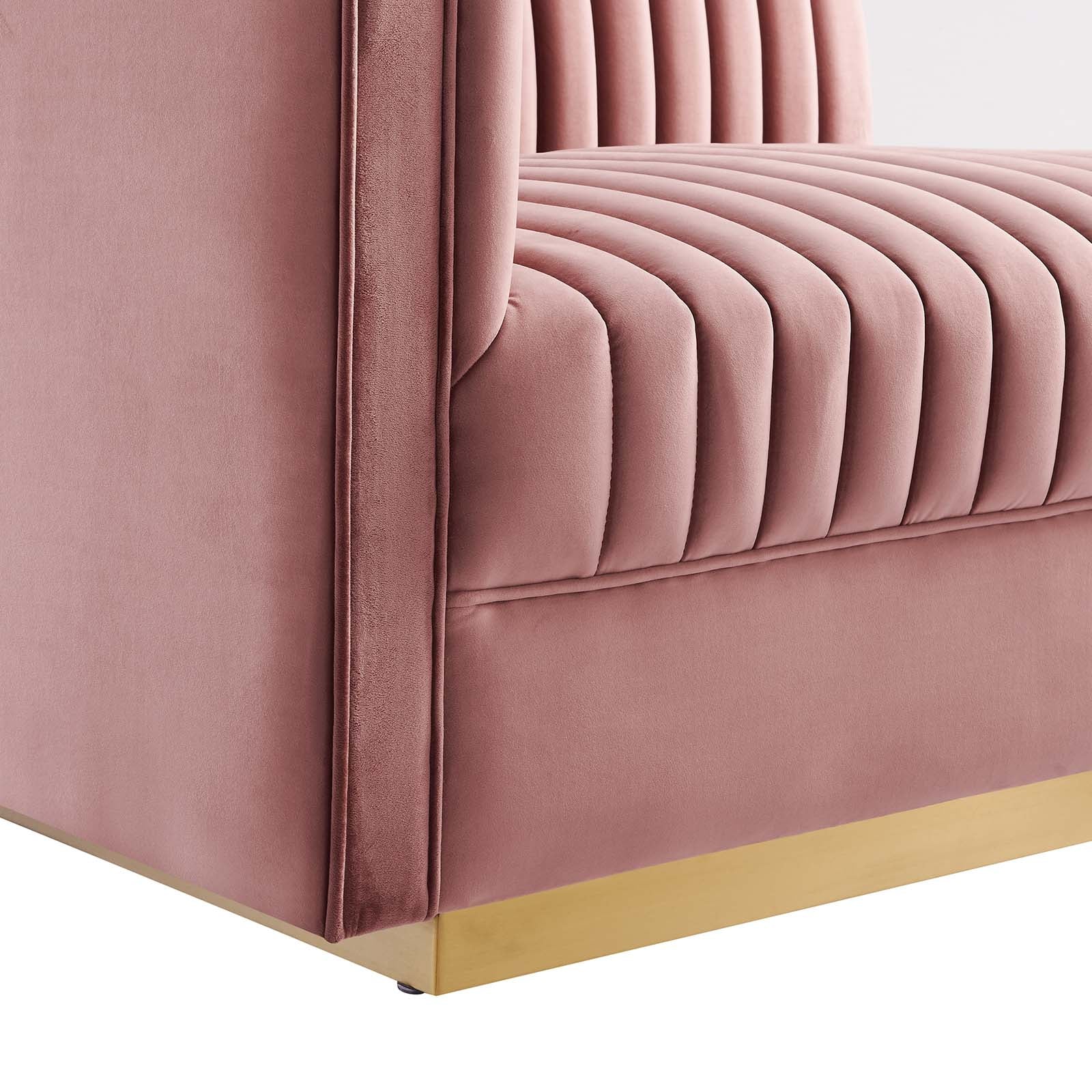 Modway Sectional Sofas - Sanguine Channel Tufted Performance Velvet 5 Piece Right-Facing Modular Sectional Sofa Dusty Rose