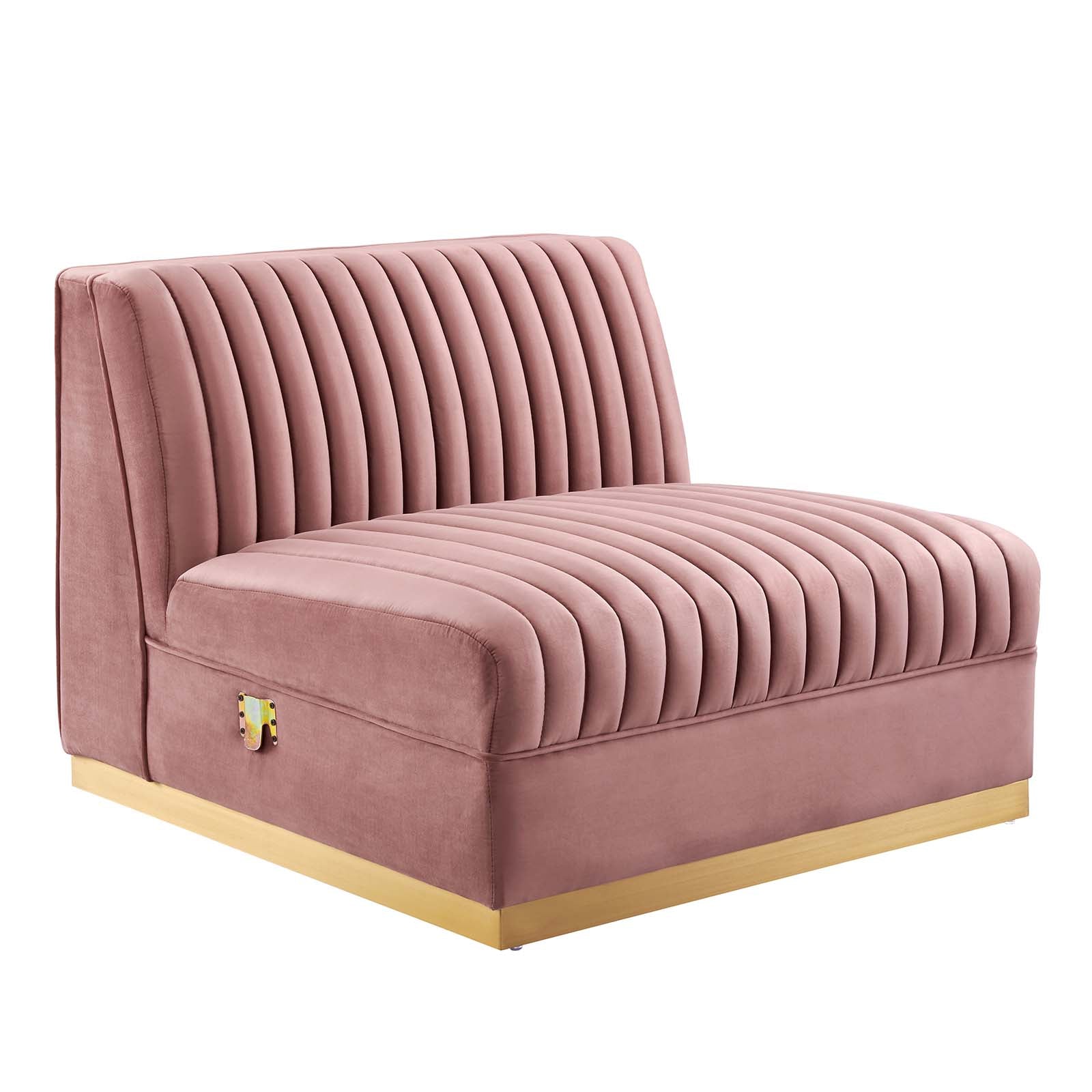 Modway Sectional Sofas - Sanguine Channel Tufted Performance Velvet 5 Piece Right-Facing Modular Sectional Sofa Dusty Rose