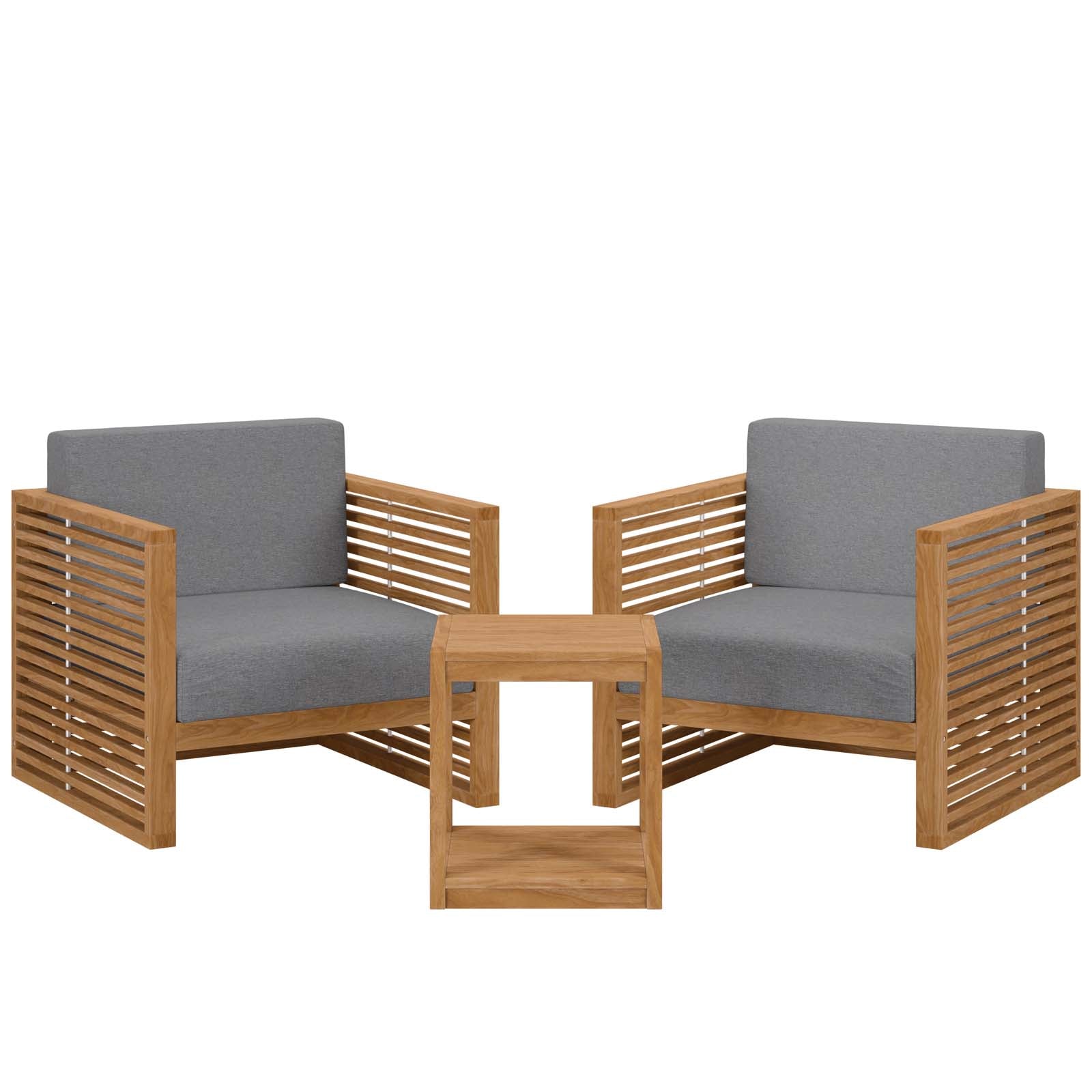 Modway Outdoor Conversation Sets - Carlsbad 3 Piece Outdoor Patio Outdoor Patio Set Natural Gray