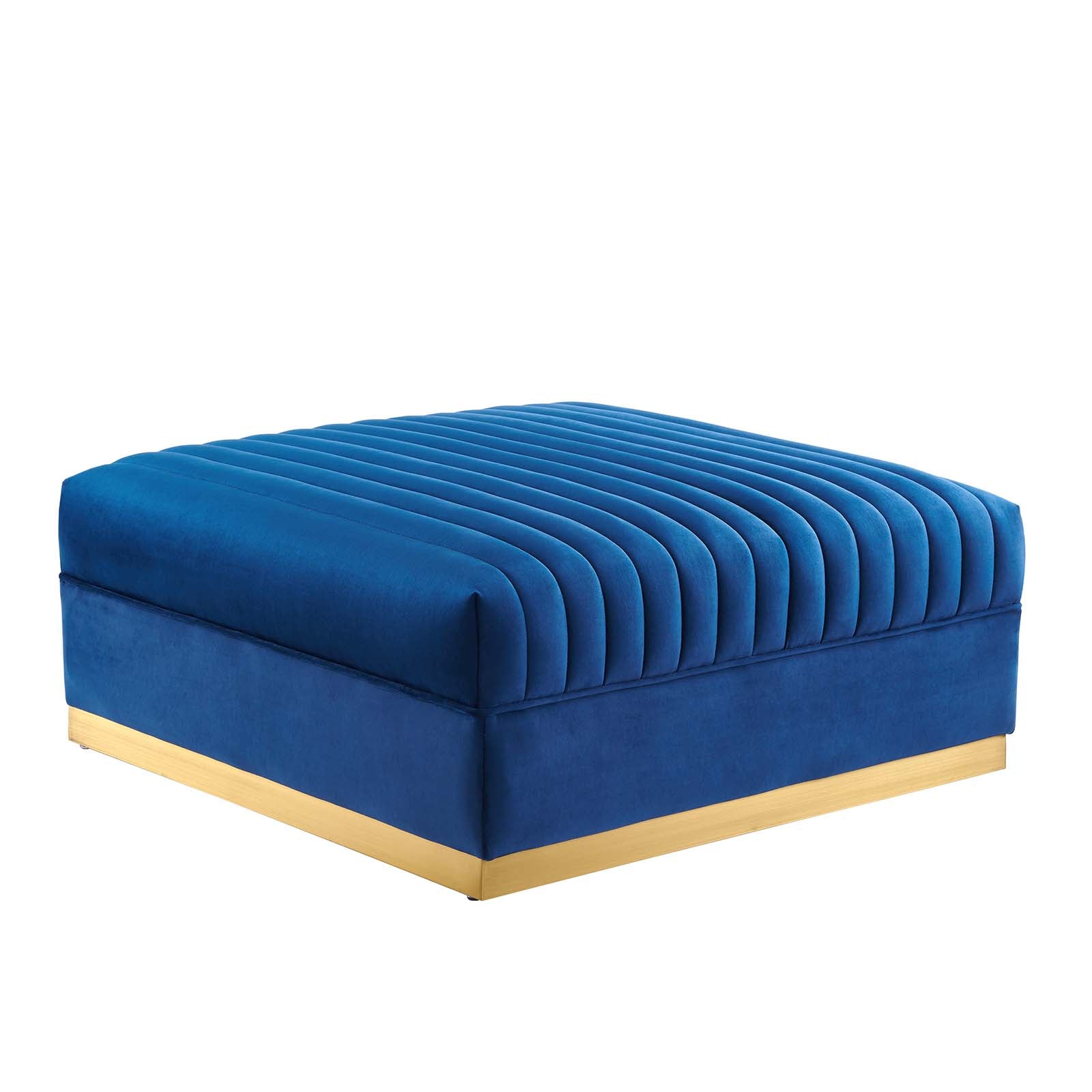 Modway Sectional Sofas - Sanguine Channel Tufted Performance Velvet 7-Piece Right-Facing Modular Sectional Sofa Navy