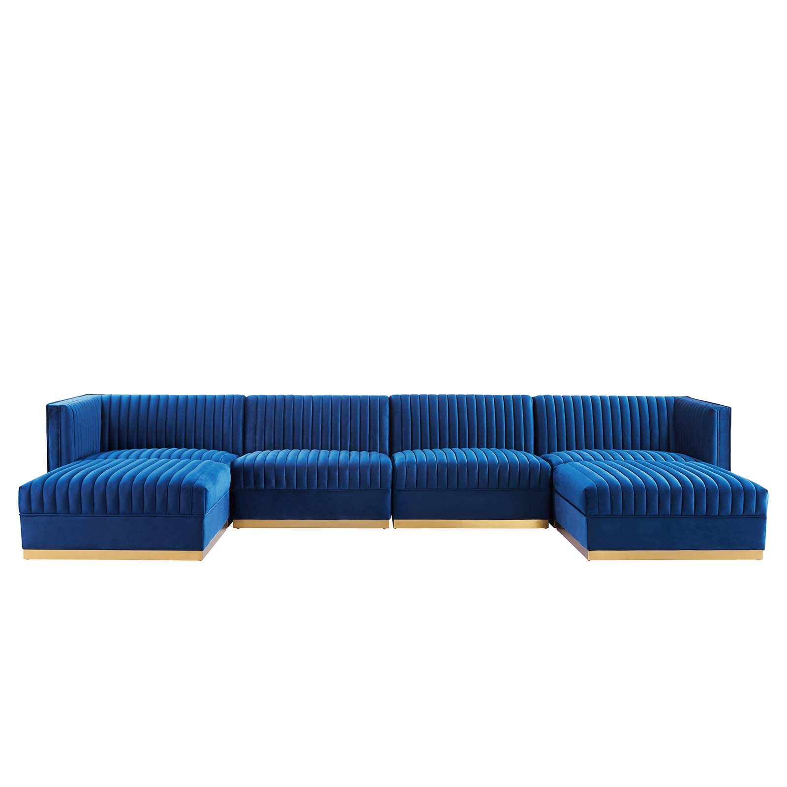 Modway Sectional Sofas - Sanguine Channel Tufted Performance Velvet 6 Piece Modular Sectional Sofa Navy