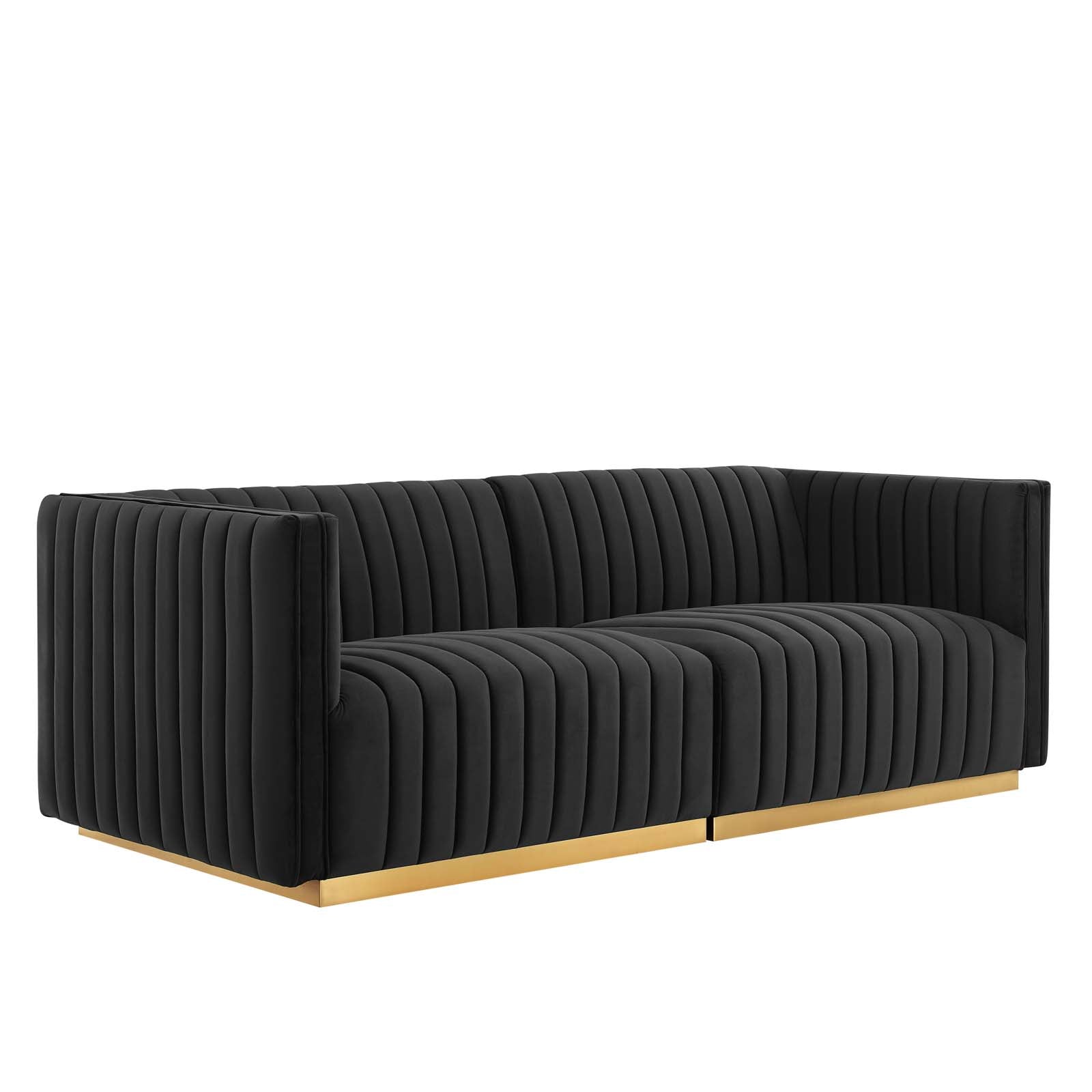 Modway Loveseats - Conjure Channel Tufted Performance Velvet Loveseat Gold Black
