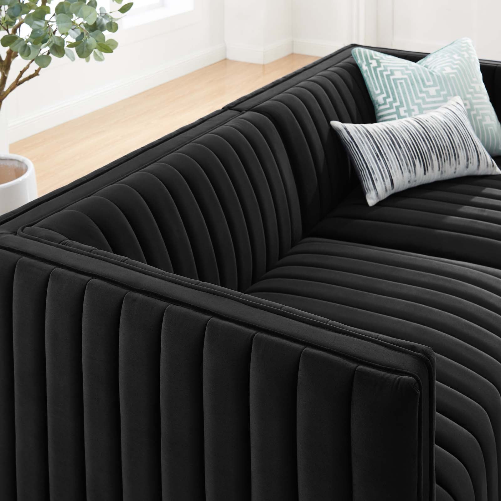Modway Loveseats - Conjure Channel Tufted Performance Velvet Loveseat Gold Black
