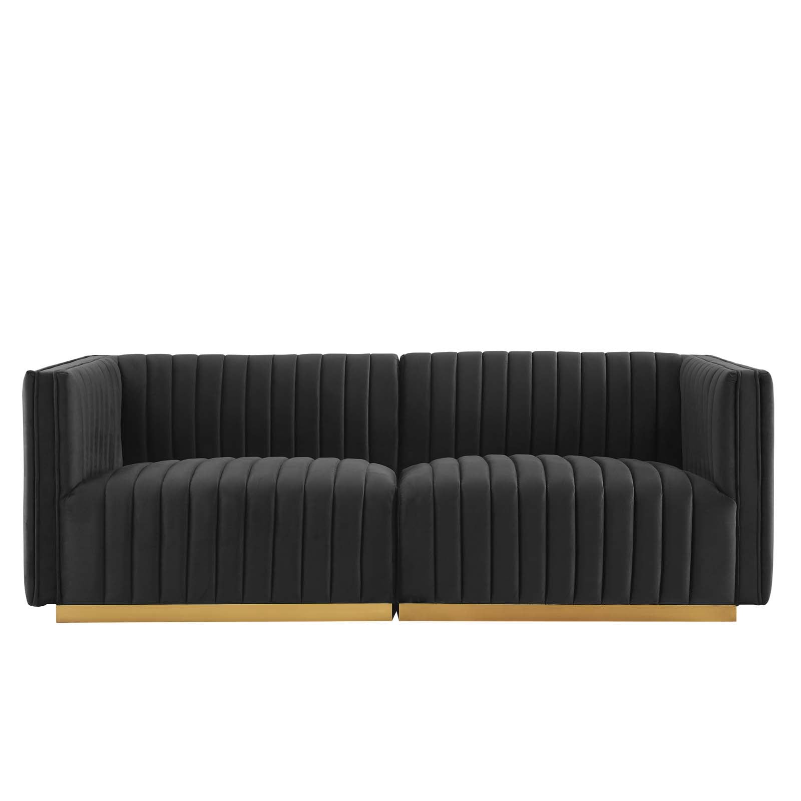 Modway Loveseats - Conjure Channel Tufted Performance Velvet Loveseat Gold Black
