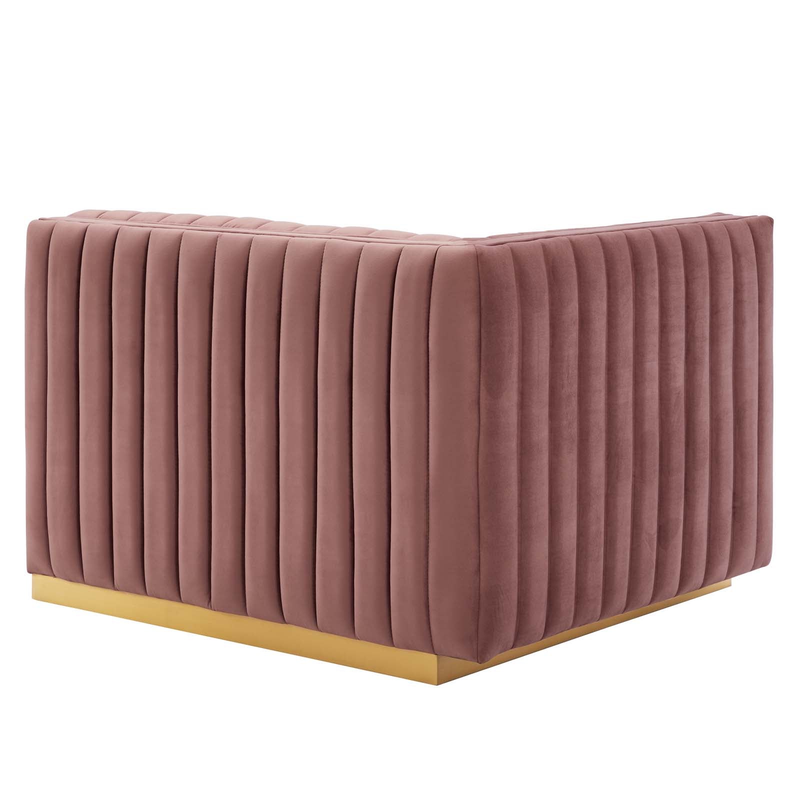 Modway Loveseats - Conjure Channel Tufted Performance Velvet Loveseat Gold | Dusty Rose