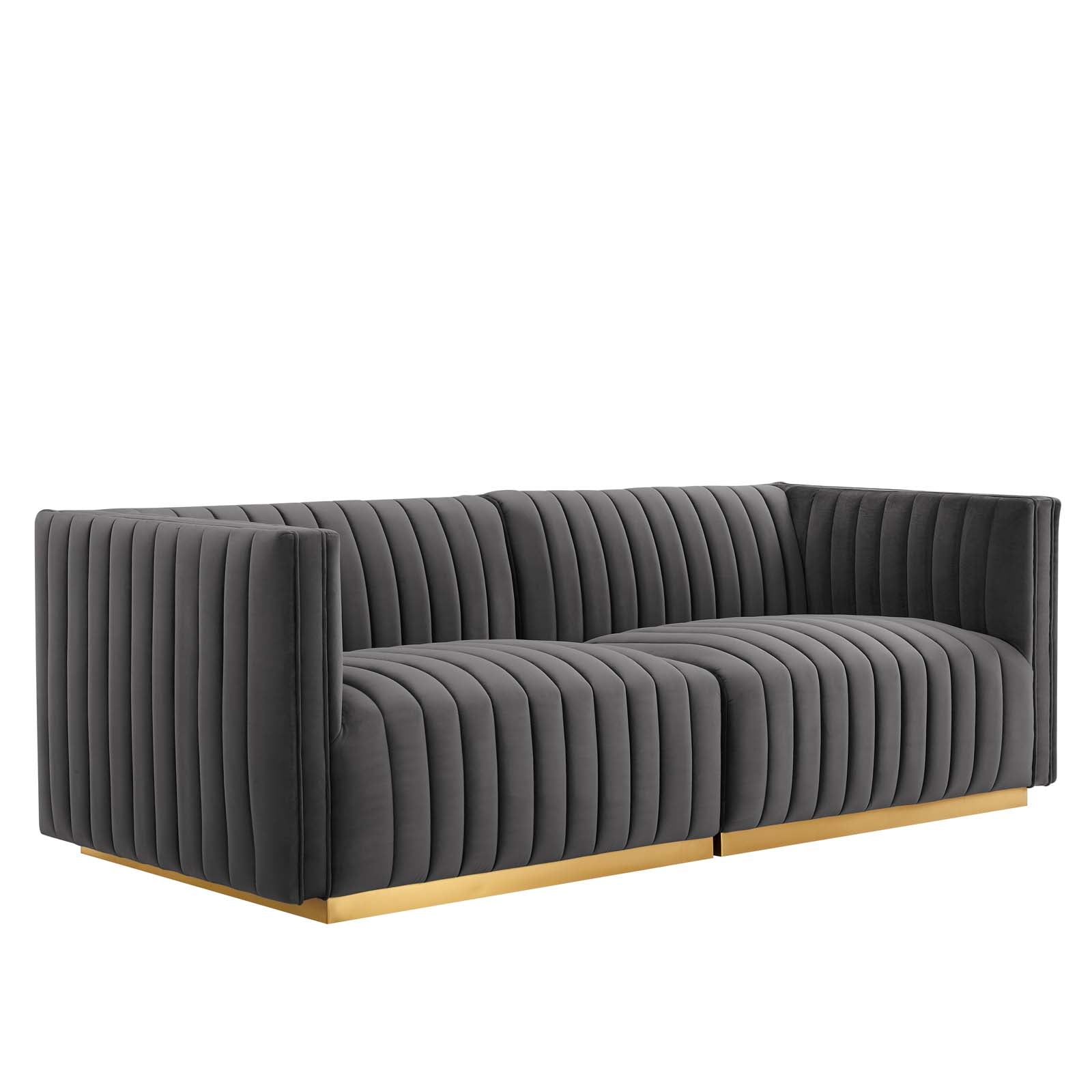 Modway Loveseats - Conjure Channel Tufted Performance Velvet Loveseat Gold Gray