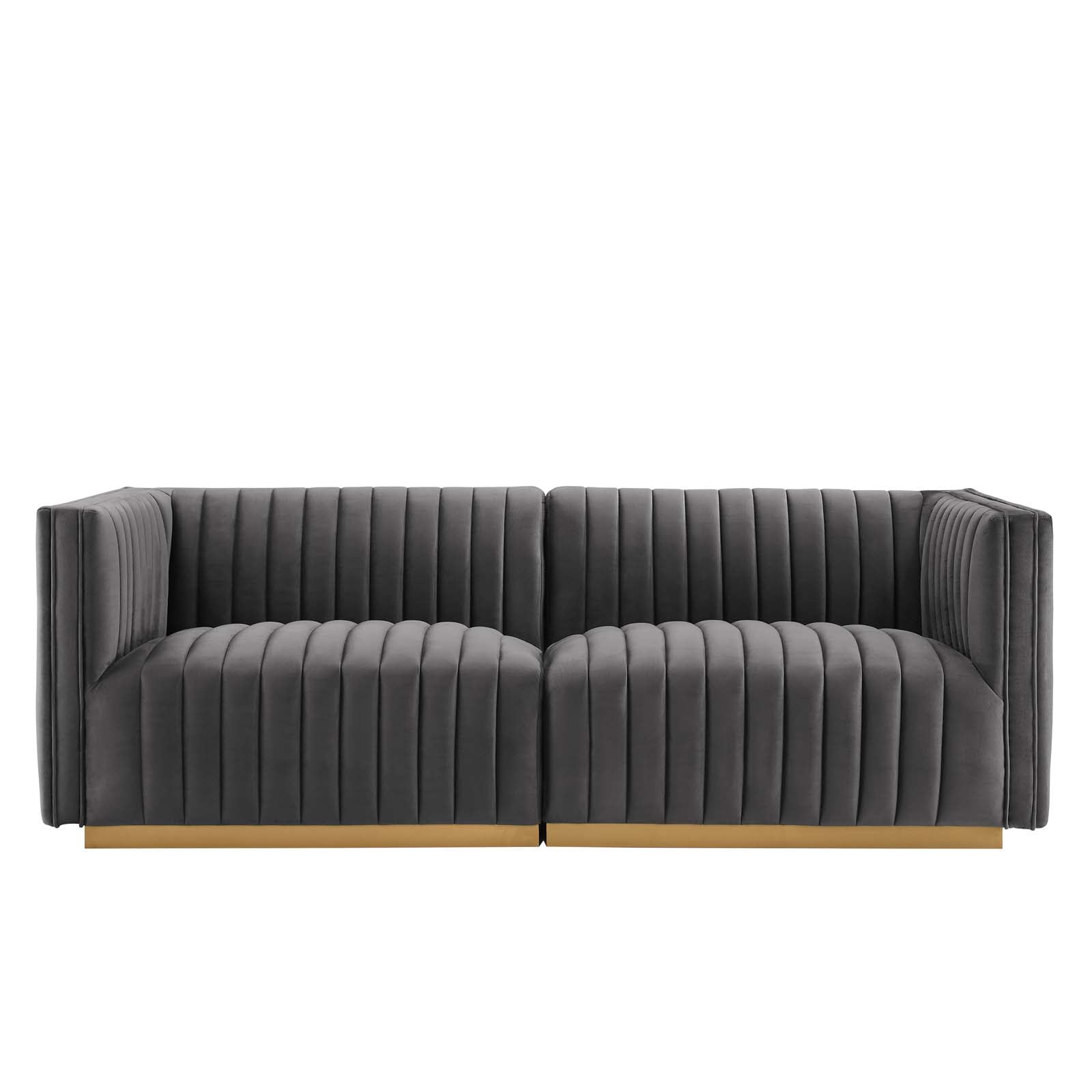Modway Loveseats - Conjure Channel Tufted Performance Velvet Loveseat Gold Gray