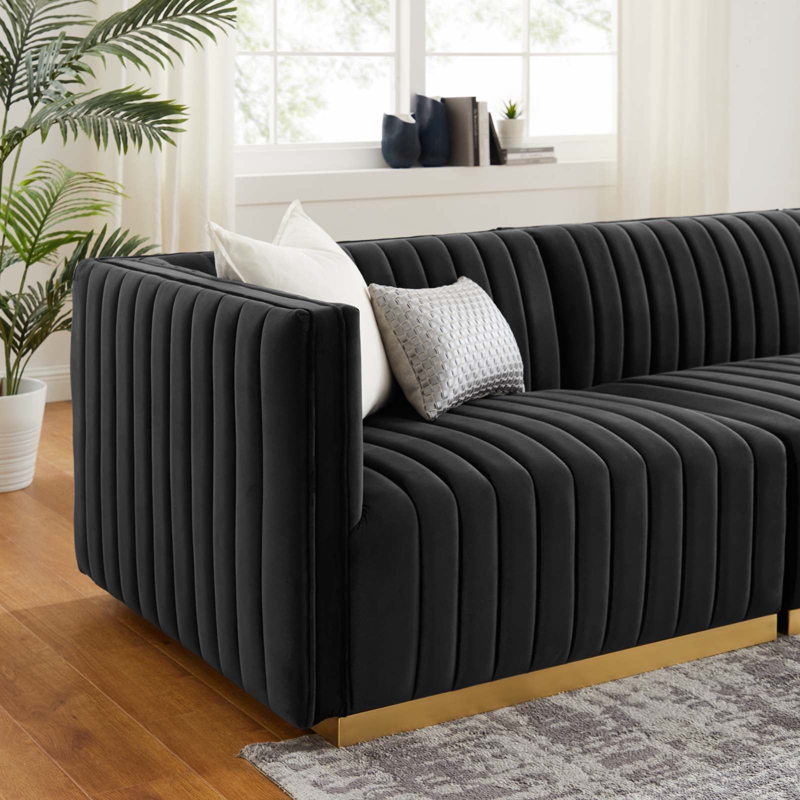 Modway Sofas & Couches - Conjure Channel Tufted Performance Velvet Sofa Gold Black