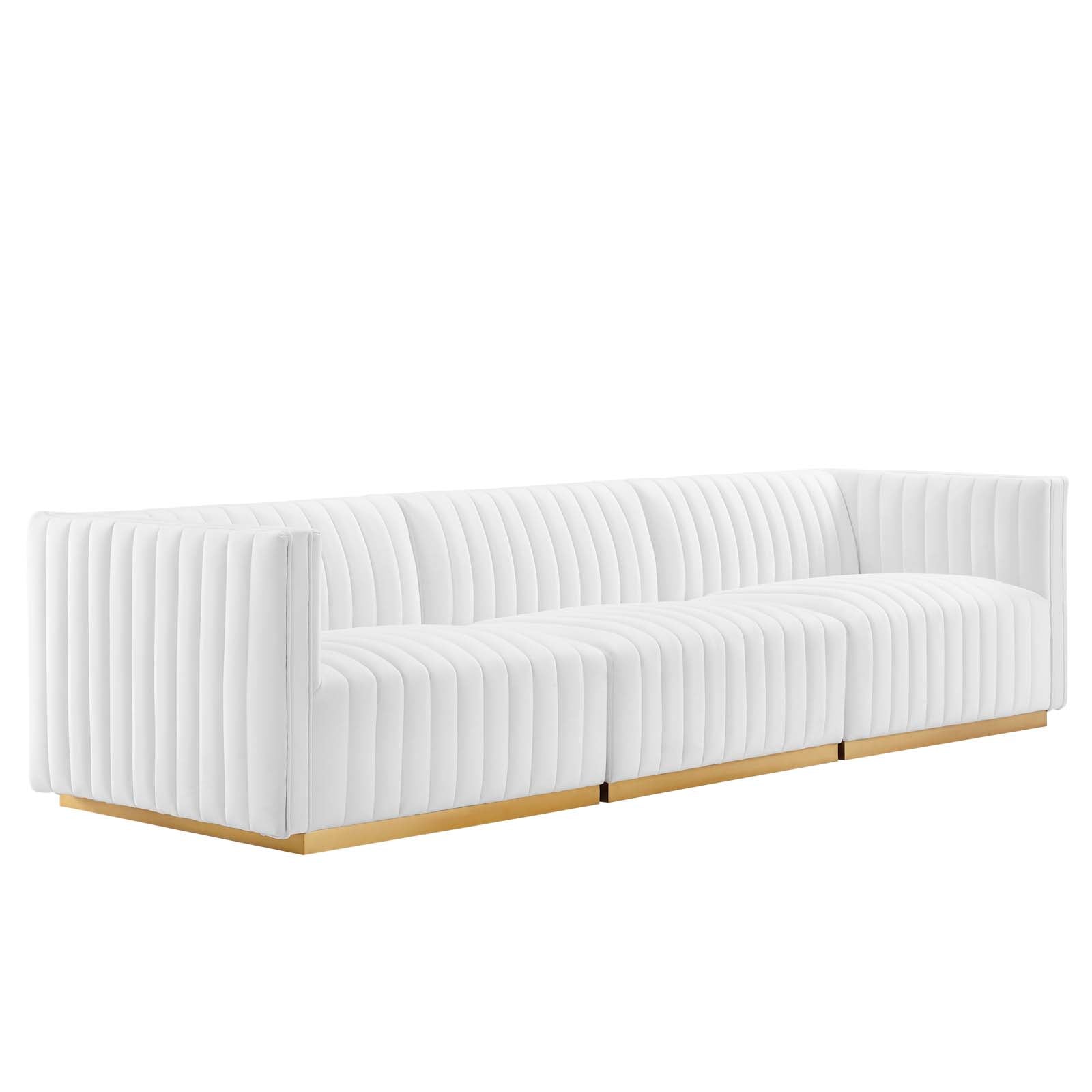 Modway Sofas & Couches - Conjure Channel Tufted Performance Velvet Sofa Gold White