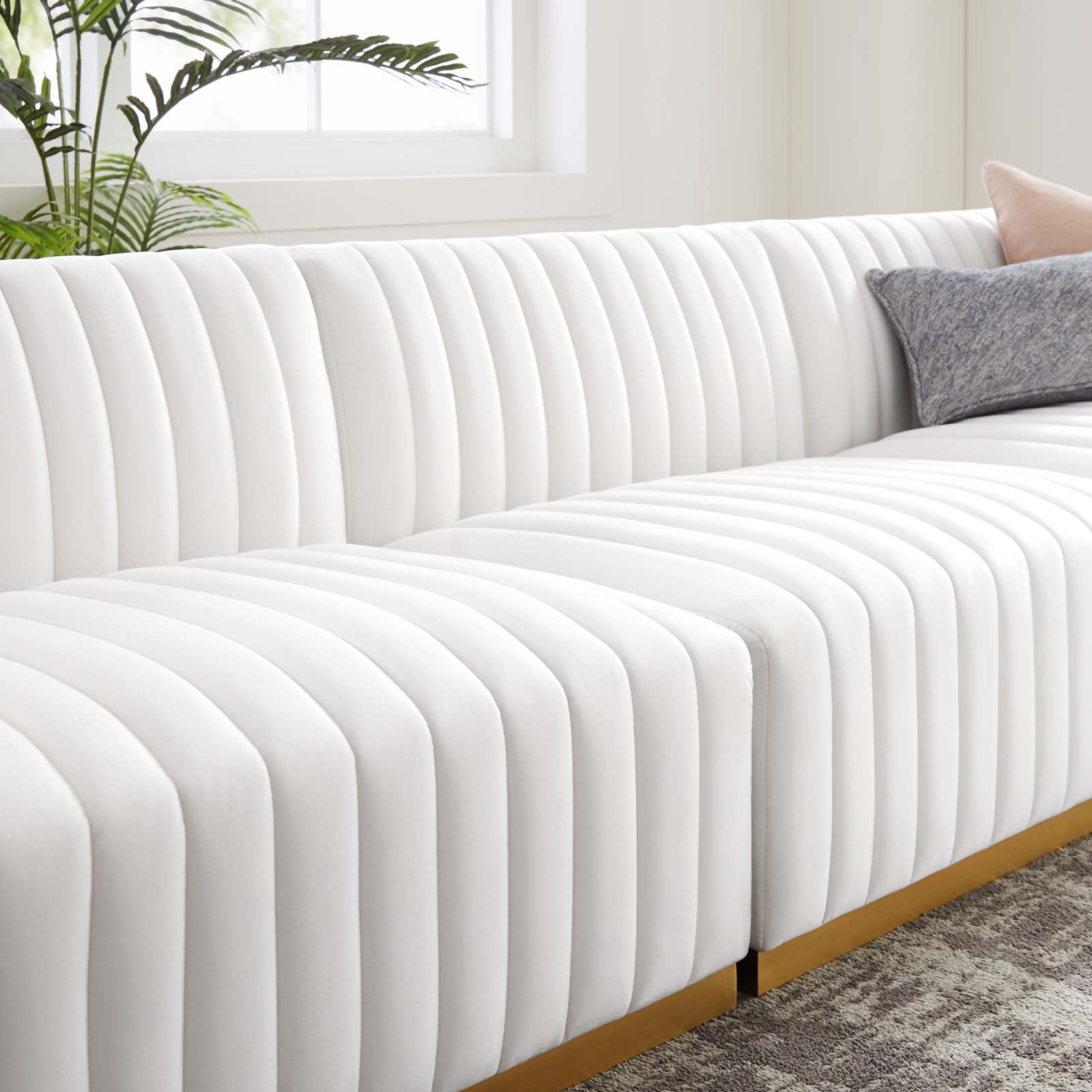 Modway Sofas & Couches - Conjure Channel Tufted Performance Velvet Sofa Gold White