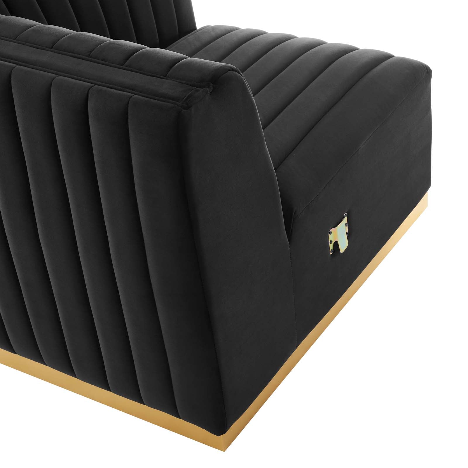 Modway Sectional Sofas - Conjure Channel Tufted Velvet 4 Piece Sectional Gold Black