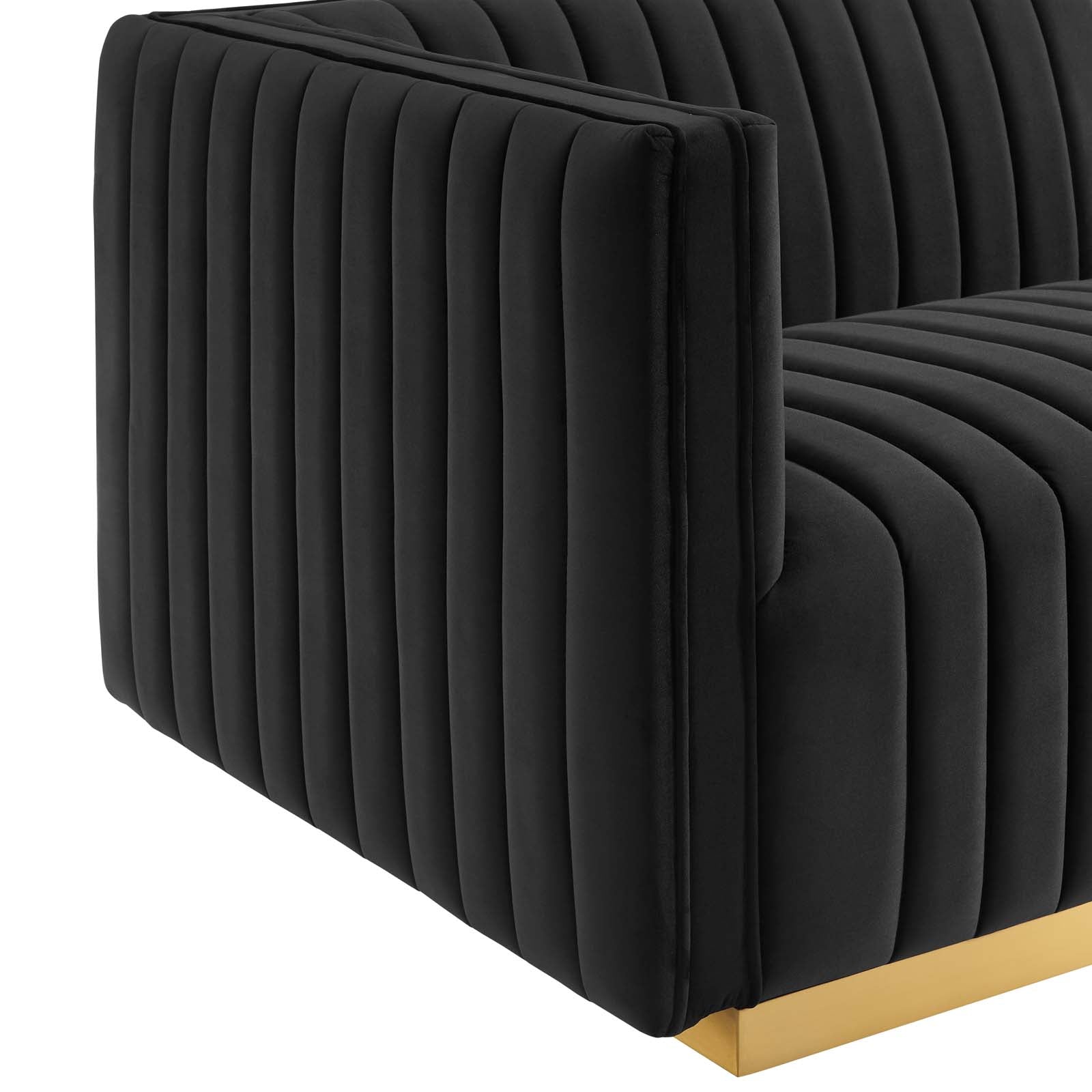 Modway Sofas & Couches - Conjure Channel Tufted Performance Velvet 4 Piece Sofa Gold Black